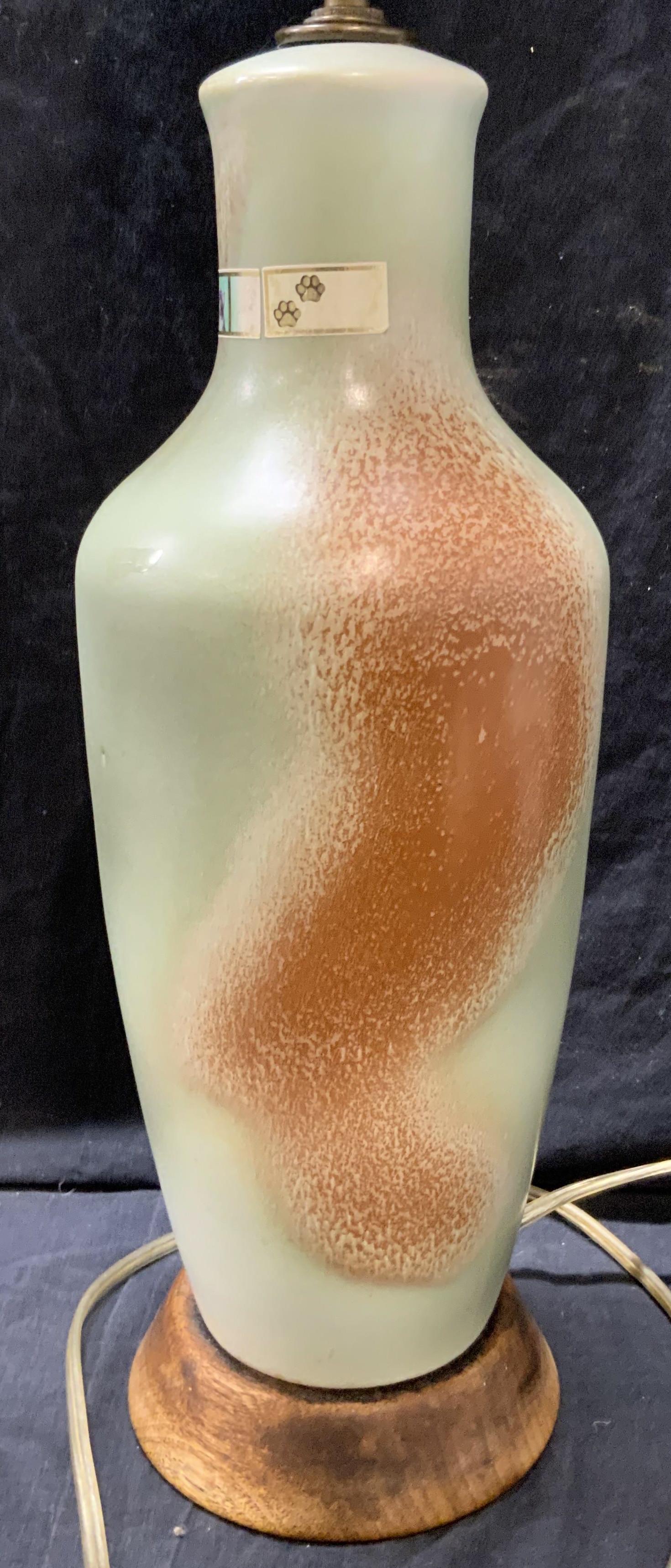 Vintage Green & Rust Tone Ceramic Table Lamp (1 of 10)