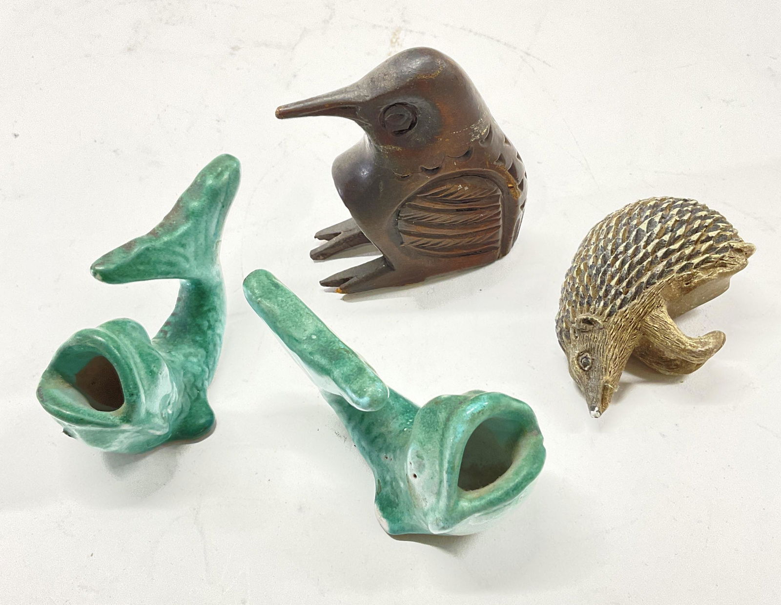 Lot 4 Miniature Ceramic, Wood Animal Figurals (1 of 5)