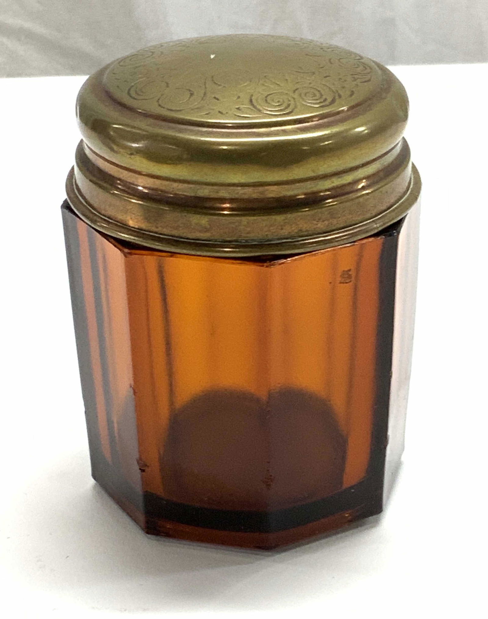Amber Glass Jar with Brass Lid (1 of 4)