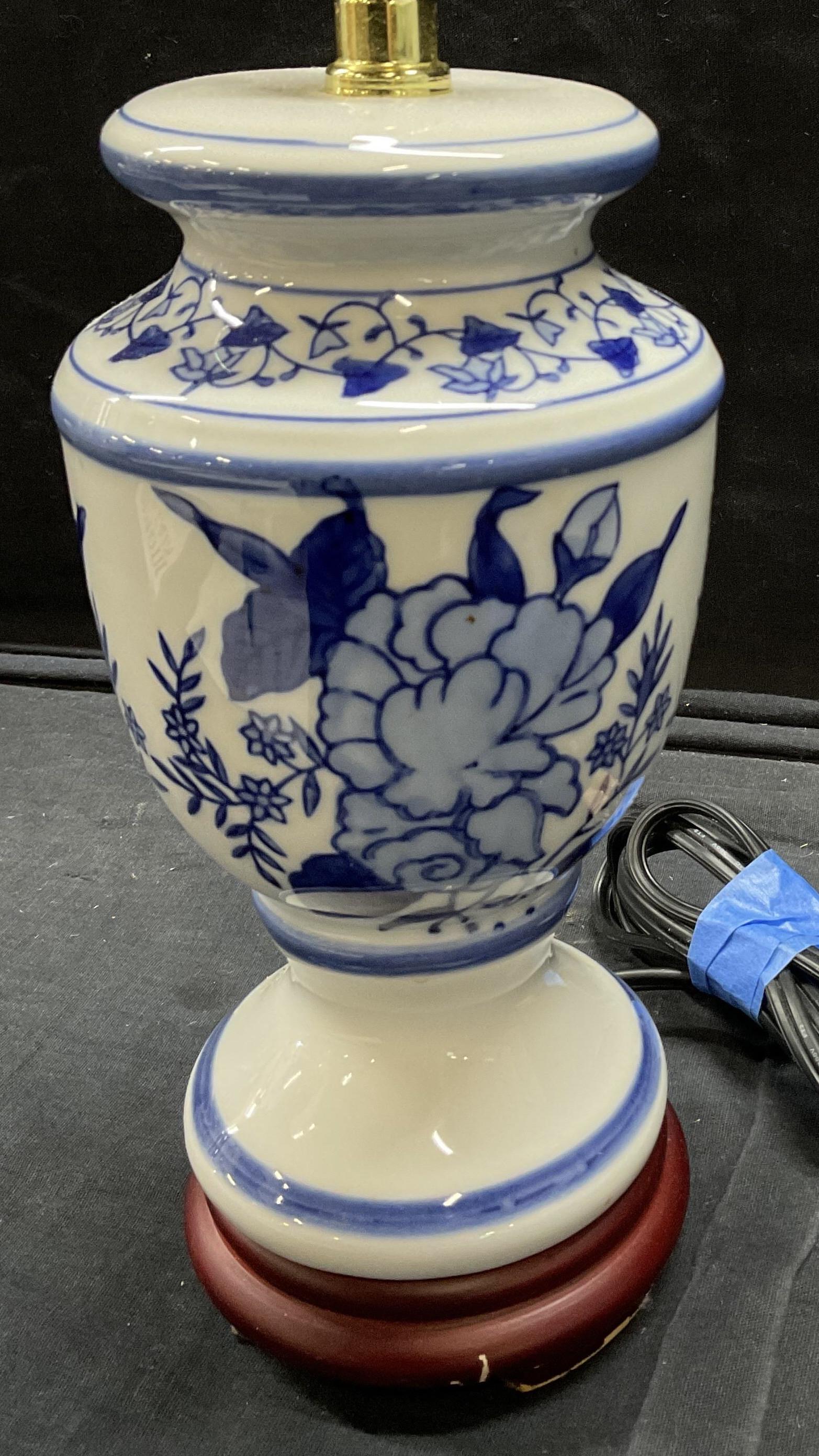 Small Blue & White Ceramic Table Lamp (1 of 6)