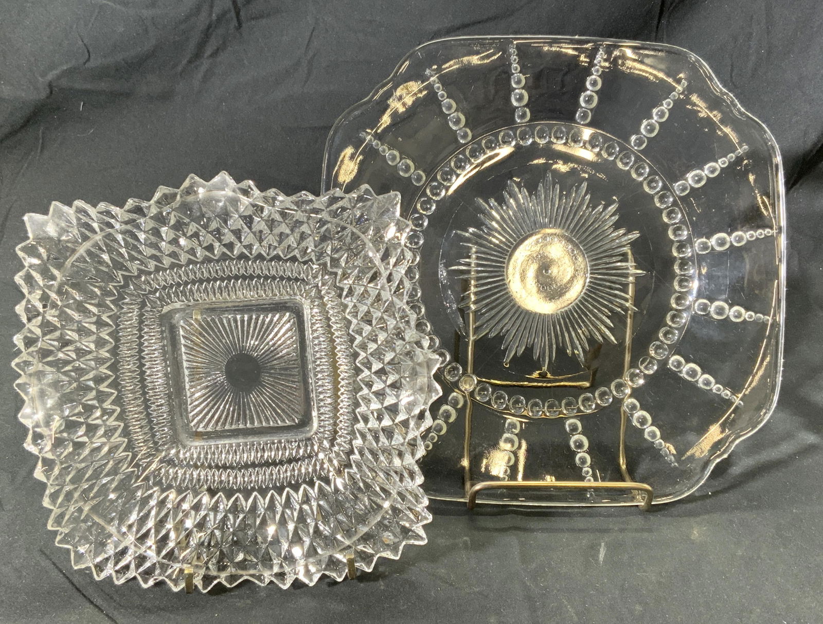 Lot 2 Vintage Cut Glass Dishes (1 of 5)