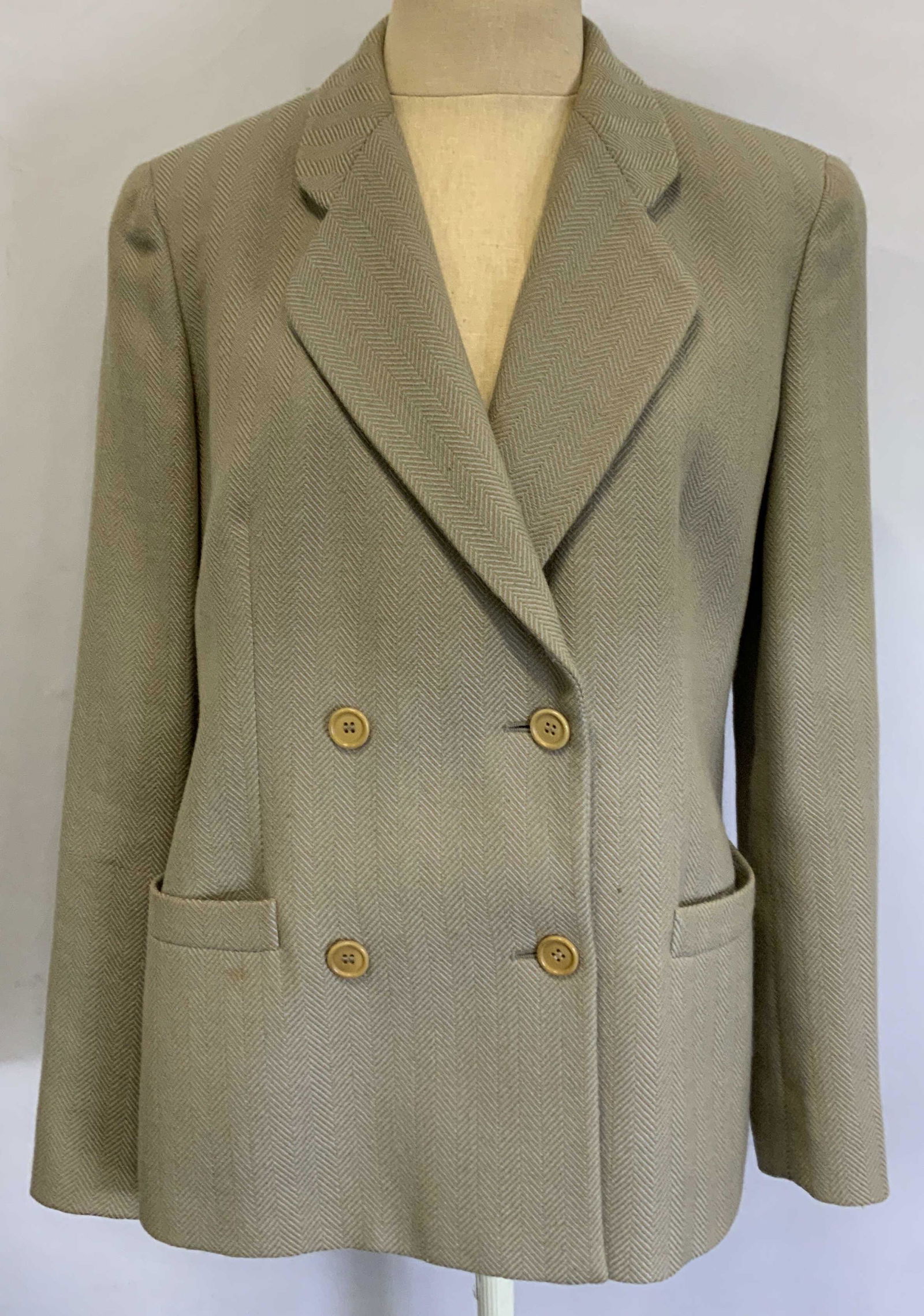 GIORGIO ARMANI Wool Beige Herringbone Blazer (1 of 5)