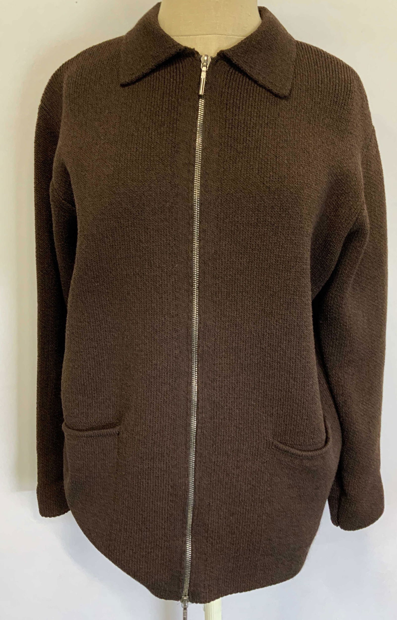 MARGARET OLEARY Brown Wool Zip Up Sweater (1 of 4)