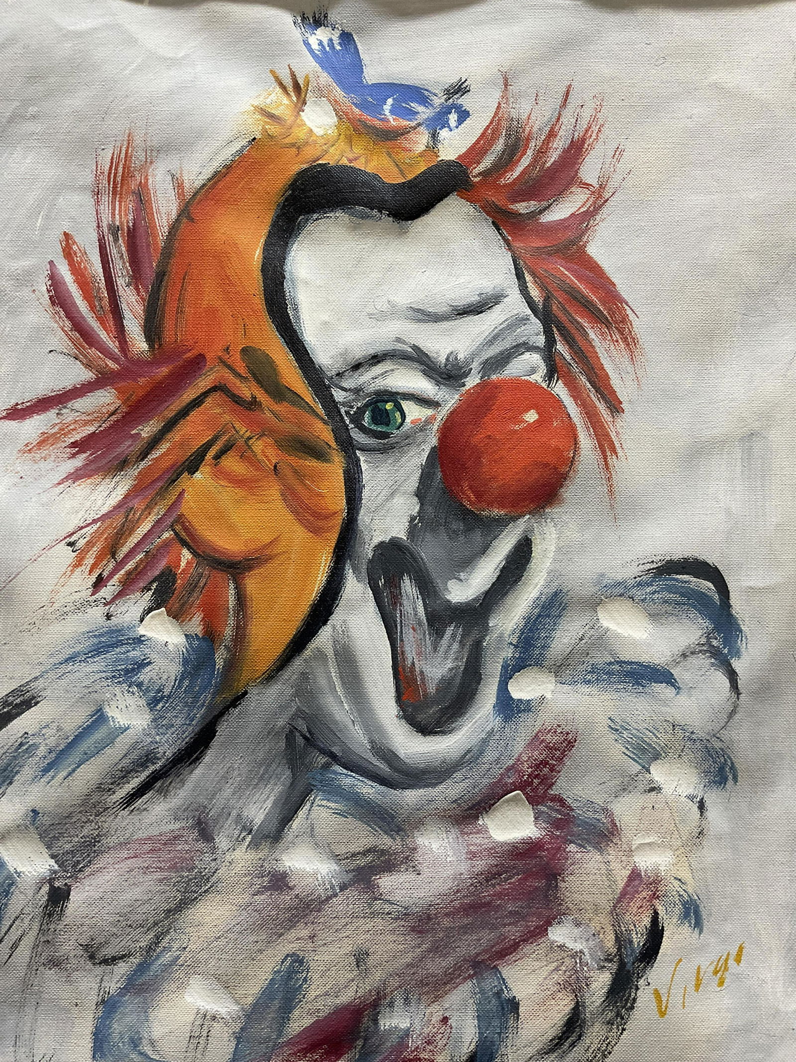 VIRGO Signed Acrylic Clown Painting (1 of 7)