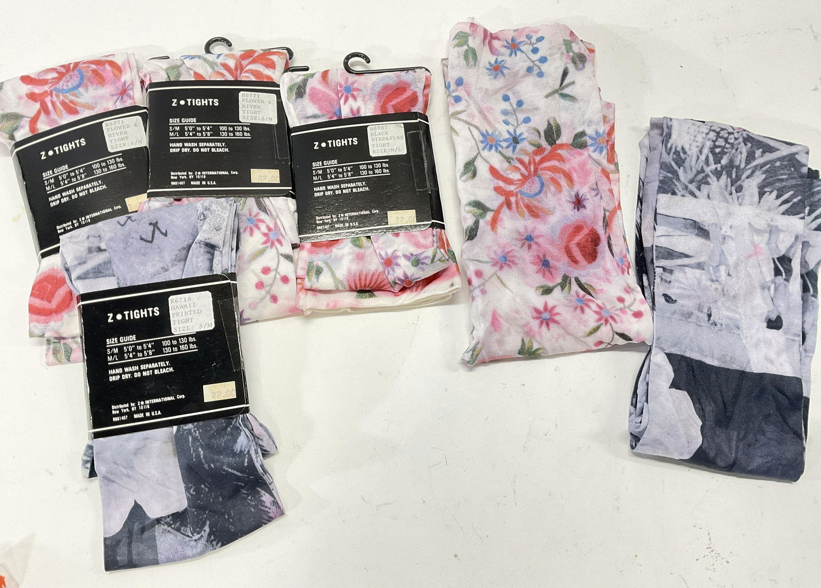 Vintage Lot 6 Patterned Tights, USA (1 of 6)