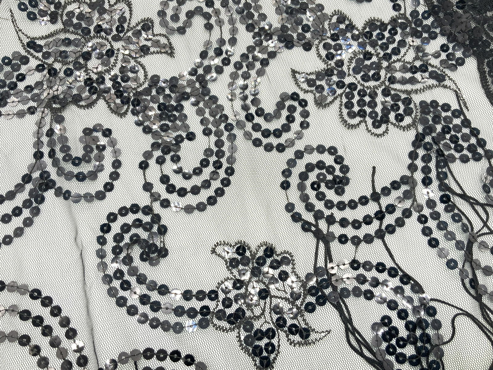 Vintage Sequined Fringed Sheer Shawl (1 of 5)