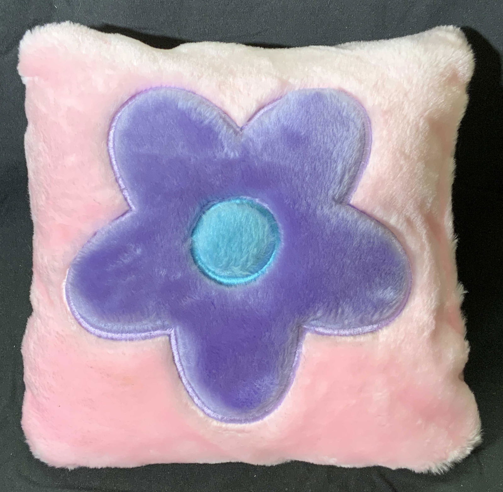 Vintage Pink Fuzzy Flower Throw Pillow (1 of 4)