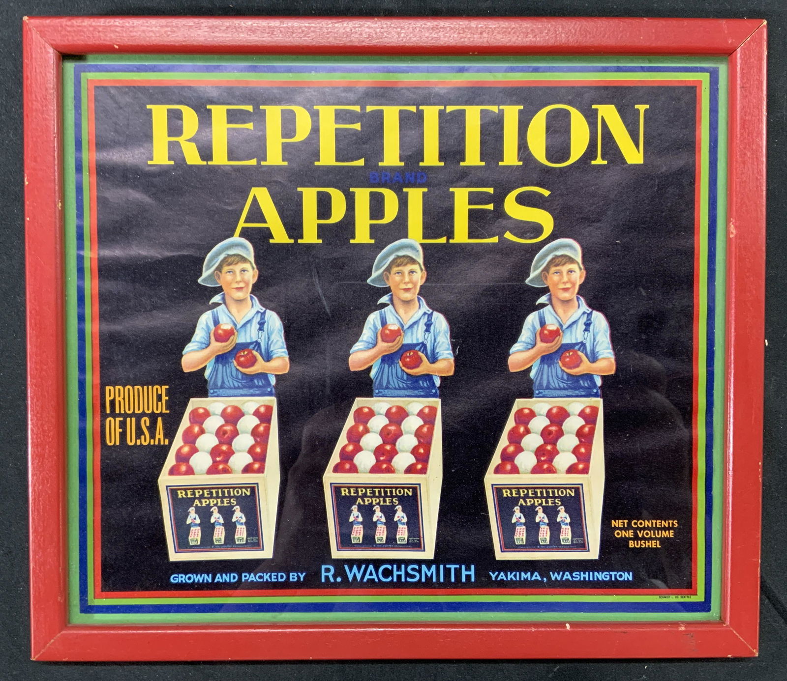 REPETITION APPLES Vintage Framed Fruit Crate Label (1 of 4)
