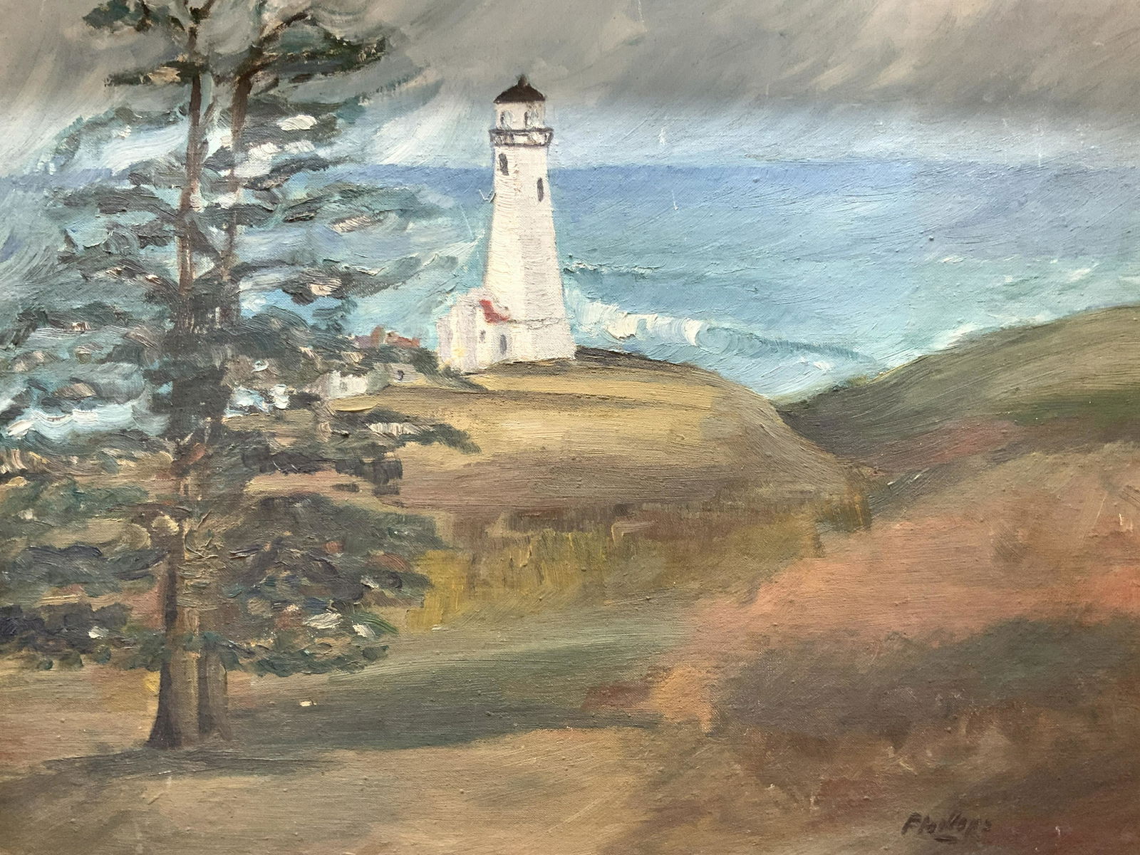 Signed Lighthouse Landscape Acrylic Painting (1 of 8)