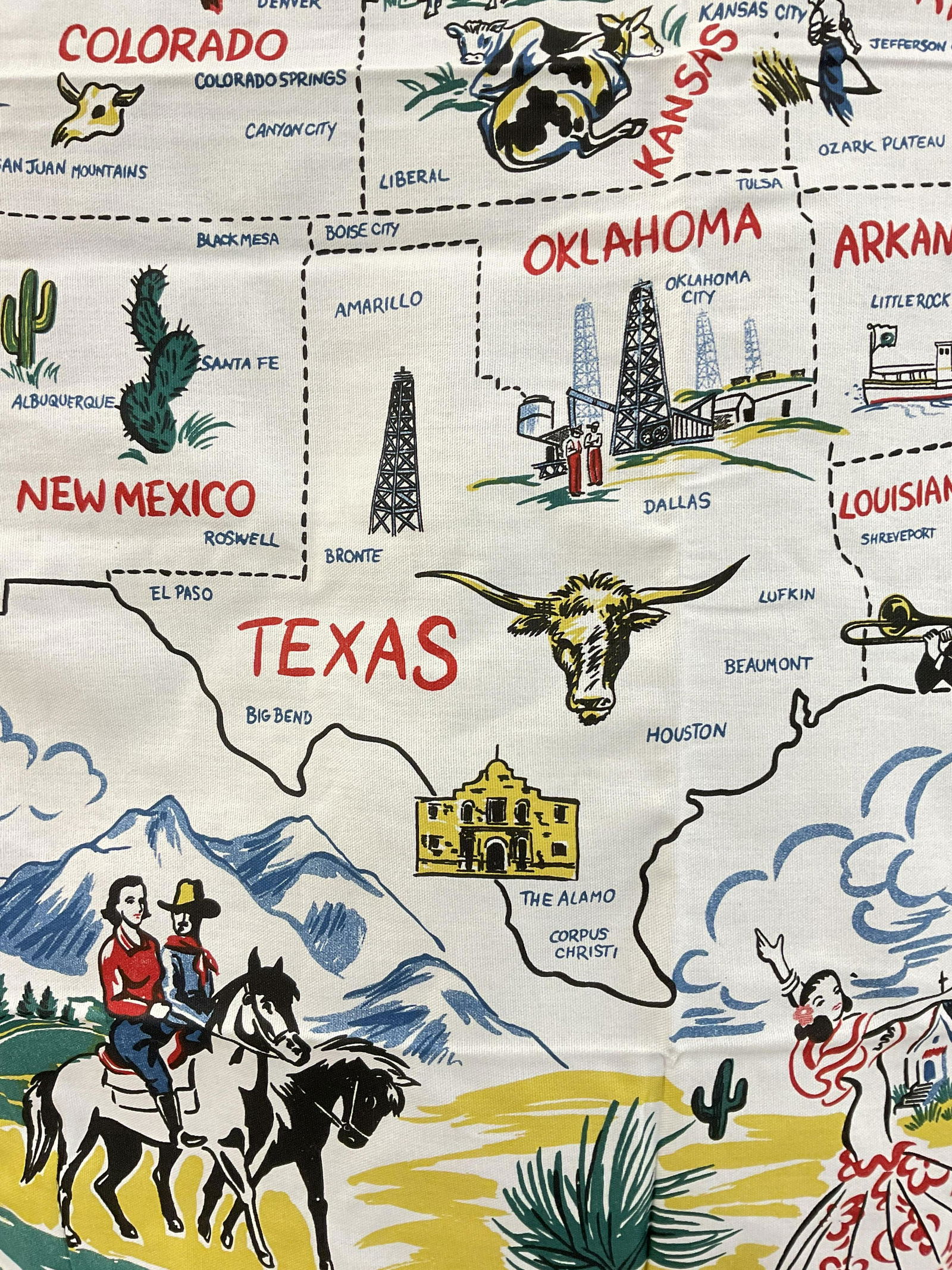 NWT American Vacation Land Table Cloth: NWT American VacationLand Table Cloth. Map of USA on piece. Measures approx 58 x 72 inches. Label reads 100% cotton. No wear to piece since it’s been packaged. American, Vacationland, vintage table