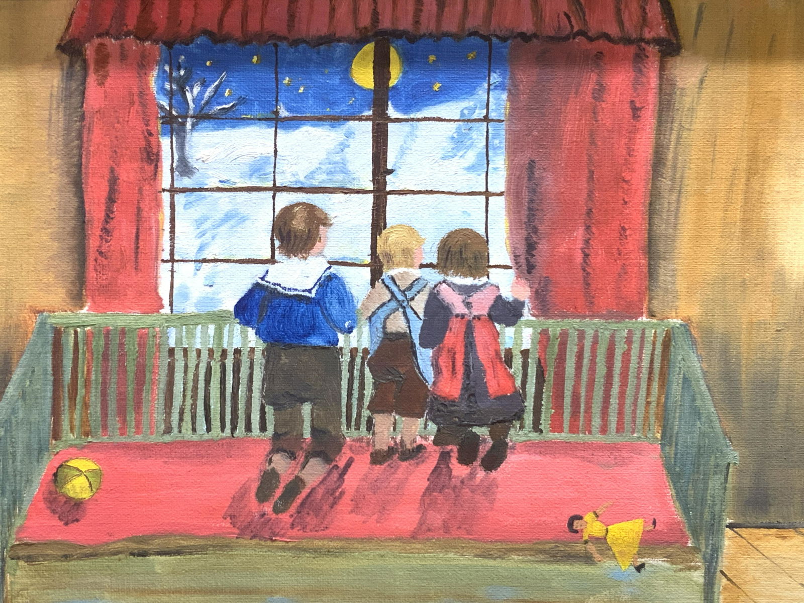 Children Looking Out A Window Oil Painting (1 of 5)