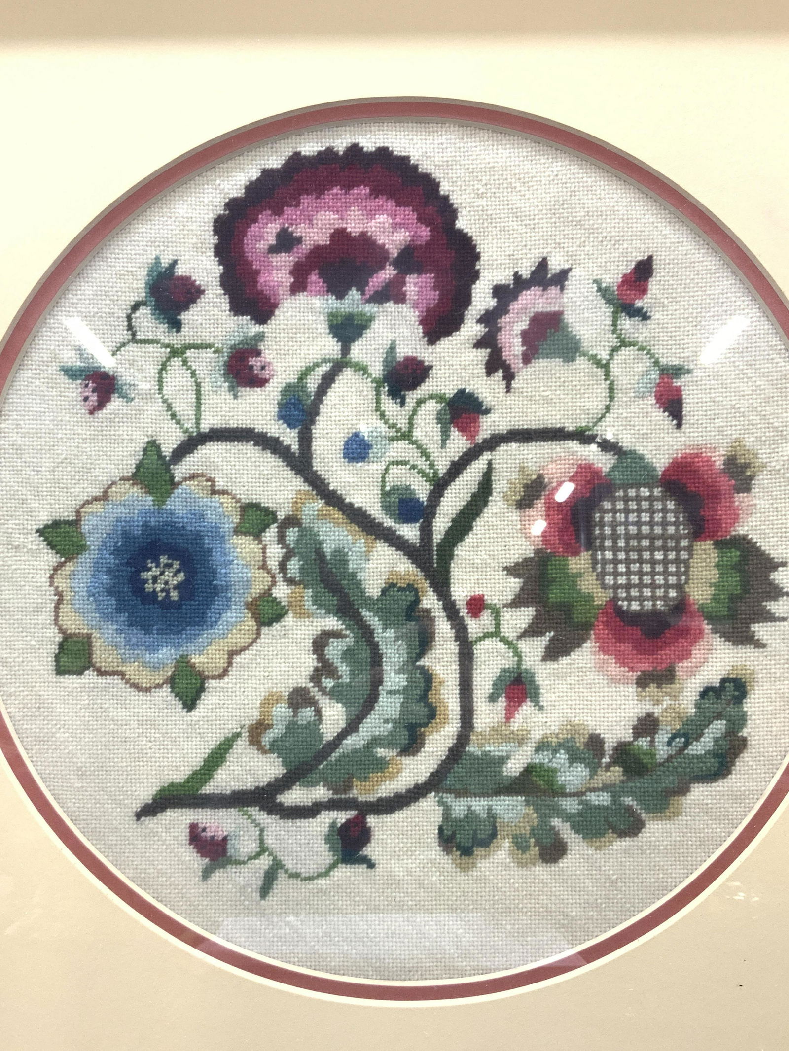 Framed Signed Petite Point Floral Embroidery Art (1 of 10)