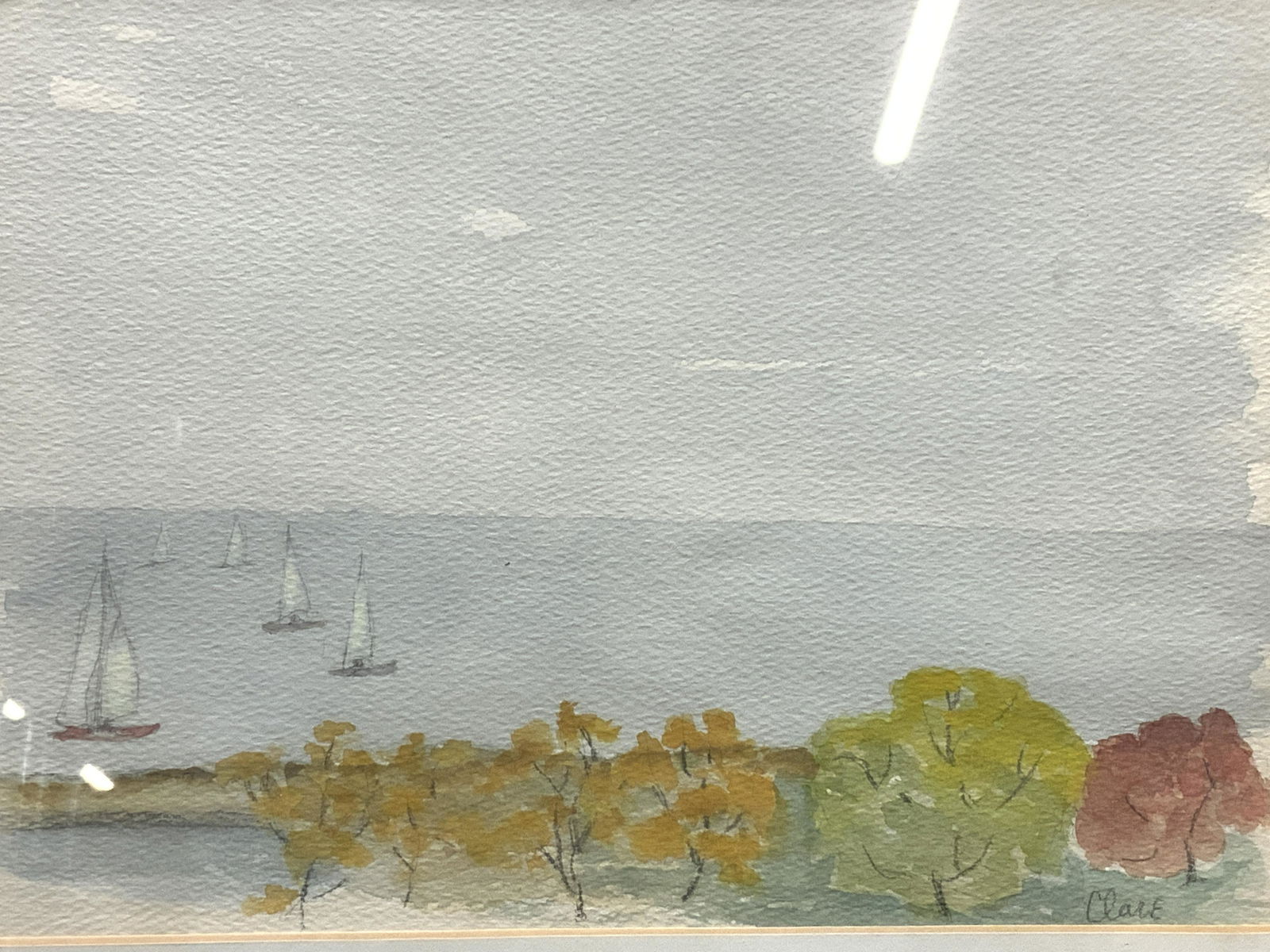 Signed Naive Watercolor Landscape (1 of 4)