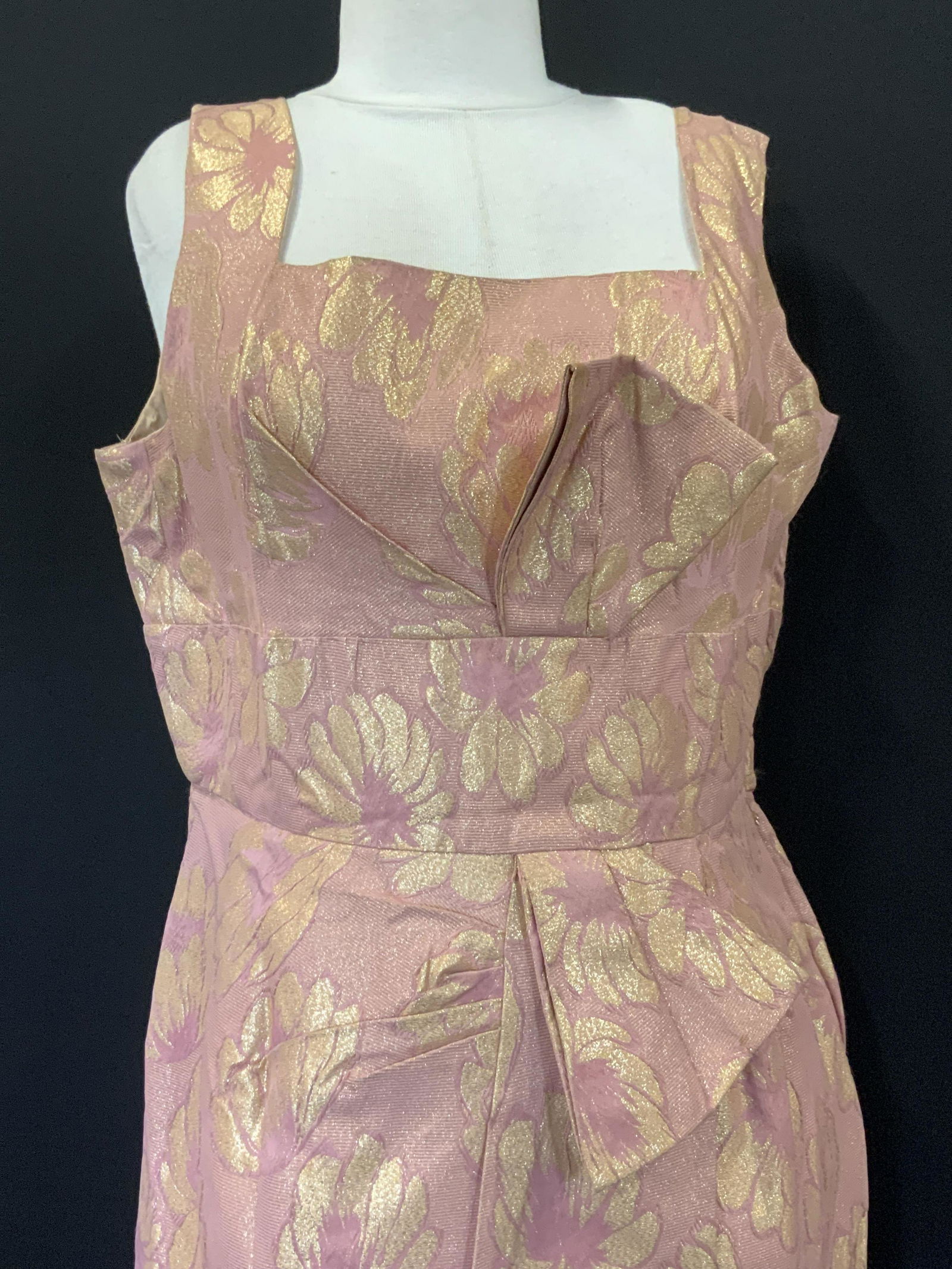 Mid Century Metallic Damask Cocktail Dress (1 of 6)