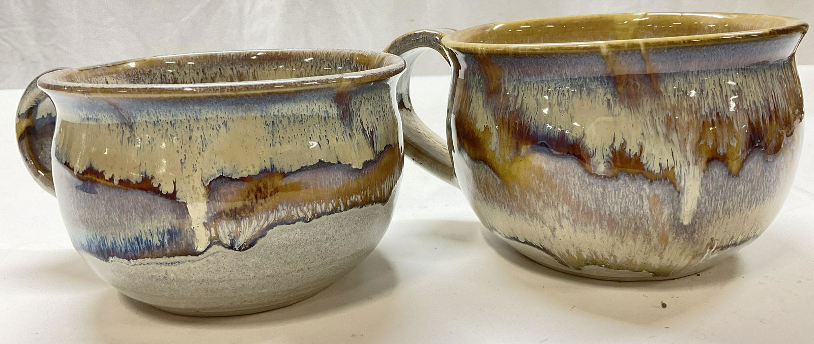 Pair Signed Salt Glazed Ceramic Mugs (1 of 4)