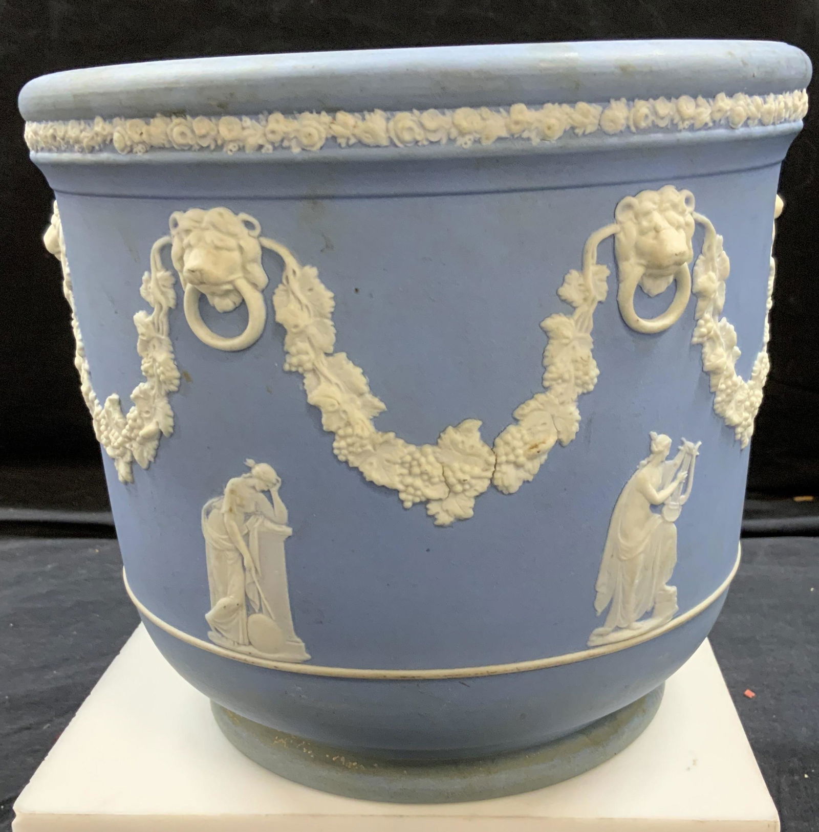 Wedgwood England Sgn Jasperware Blue Planter (1 of 5)