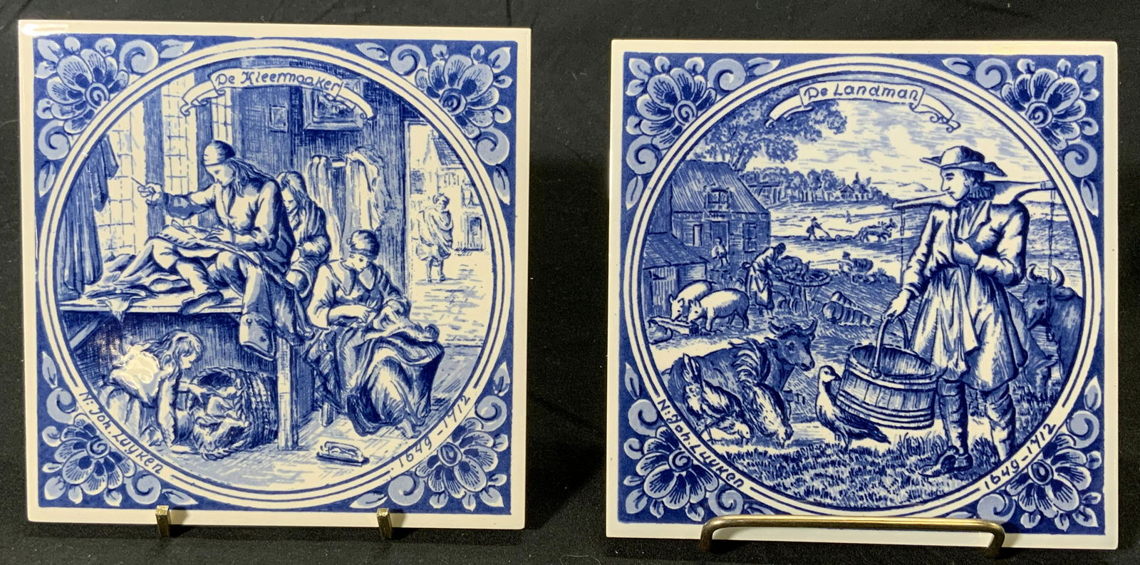 Lot 2 DELFT BLAUW Hand Painted Ceramic Tiles (1 of 4)