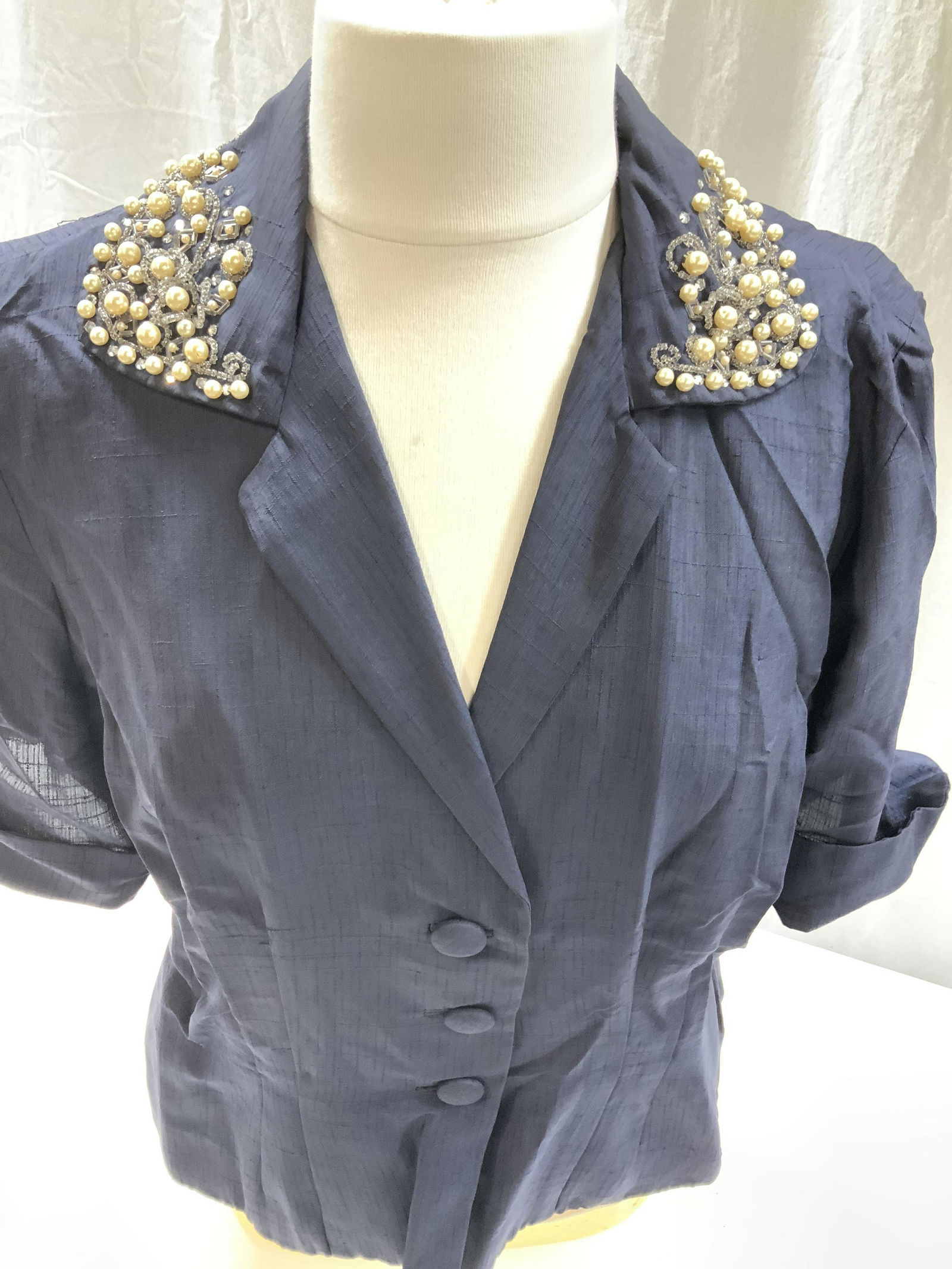 1940s Style Ladies Blouse w Beading & Faux pearls (1 of 6)