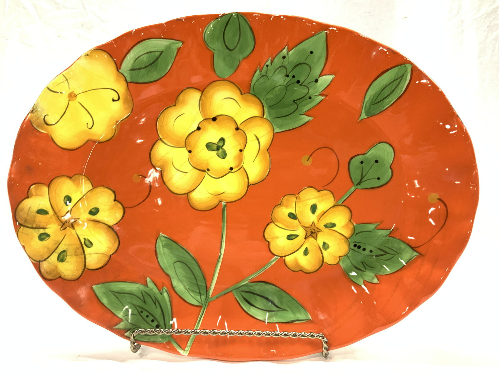Temp-Tations Hand Painted Orange Ceramic Platter (1 of 5)