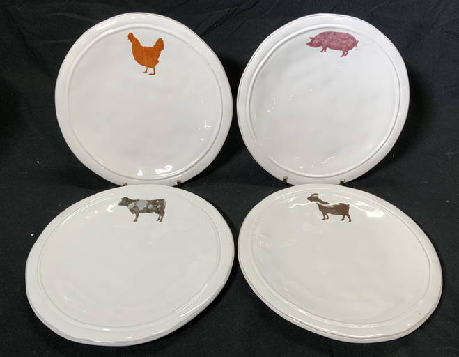 Set 4 CREATIVE CO OP Ceramic Animal Plates (0581) on Sep 21, 2022