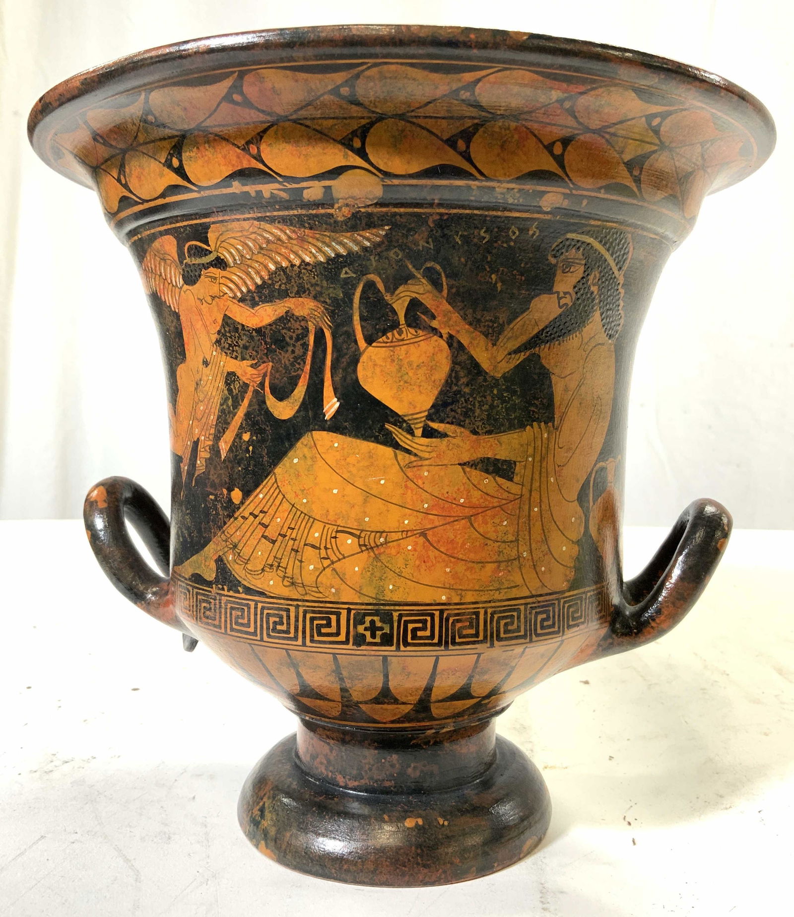 Signed P VAGLIS ATTIC KRATER Ceramic Handled Vase (1 of 8)