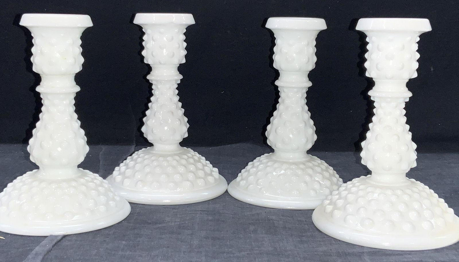 Set 4 Vintage Milk Glass Footed Candle Holders (1 of 7)