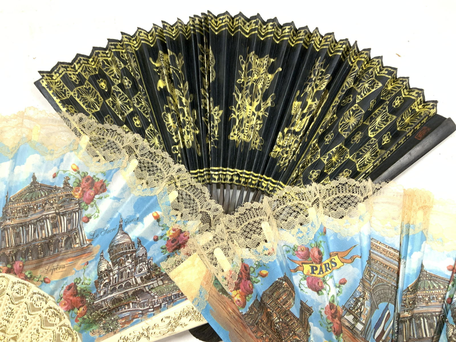 Lot 3 Asian & Parisian Hand Fans (1 of 9)