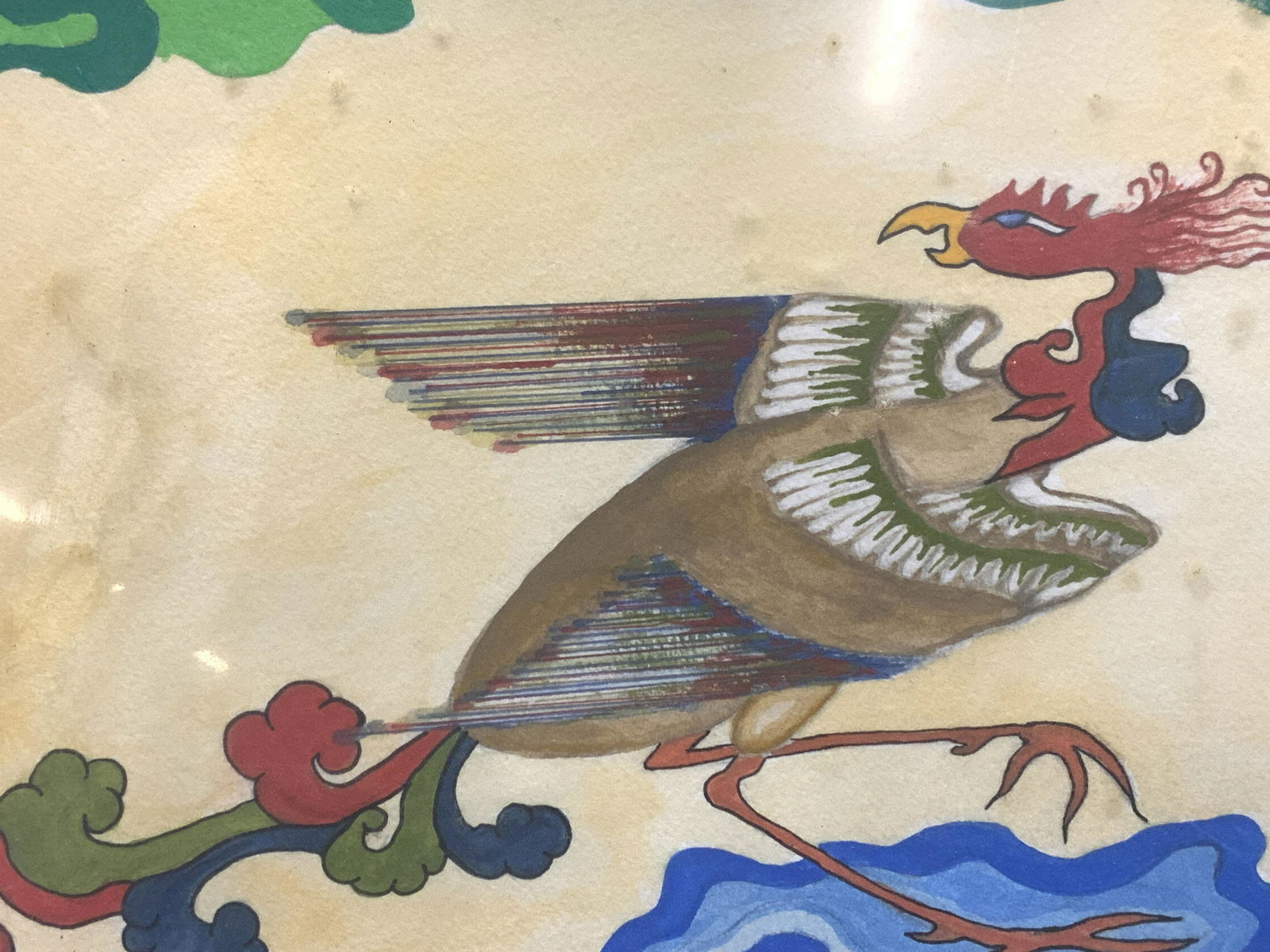 Signed Mixed Media Surreal Asian Style Bird Art (1 of 4)