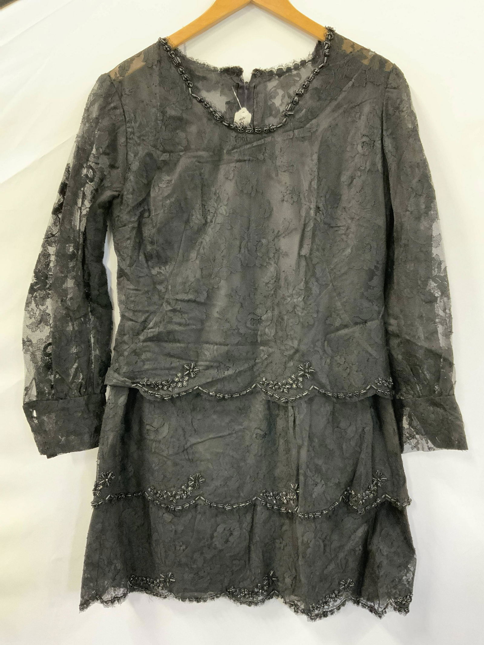 Vintage Black Lace and Beaded Dress (1 of 7)