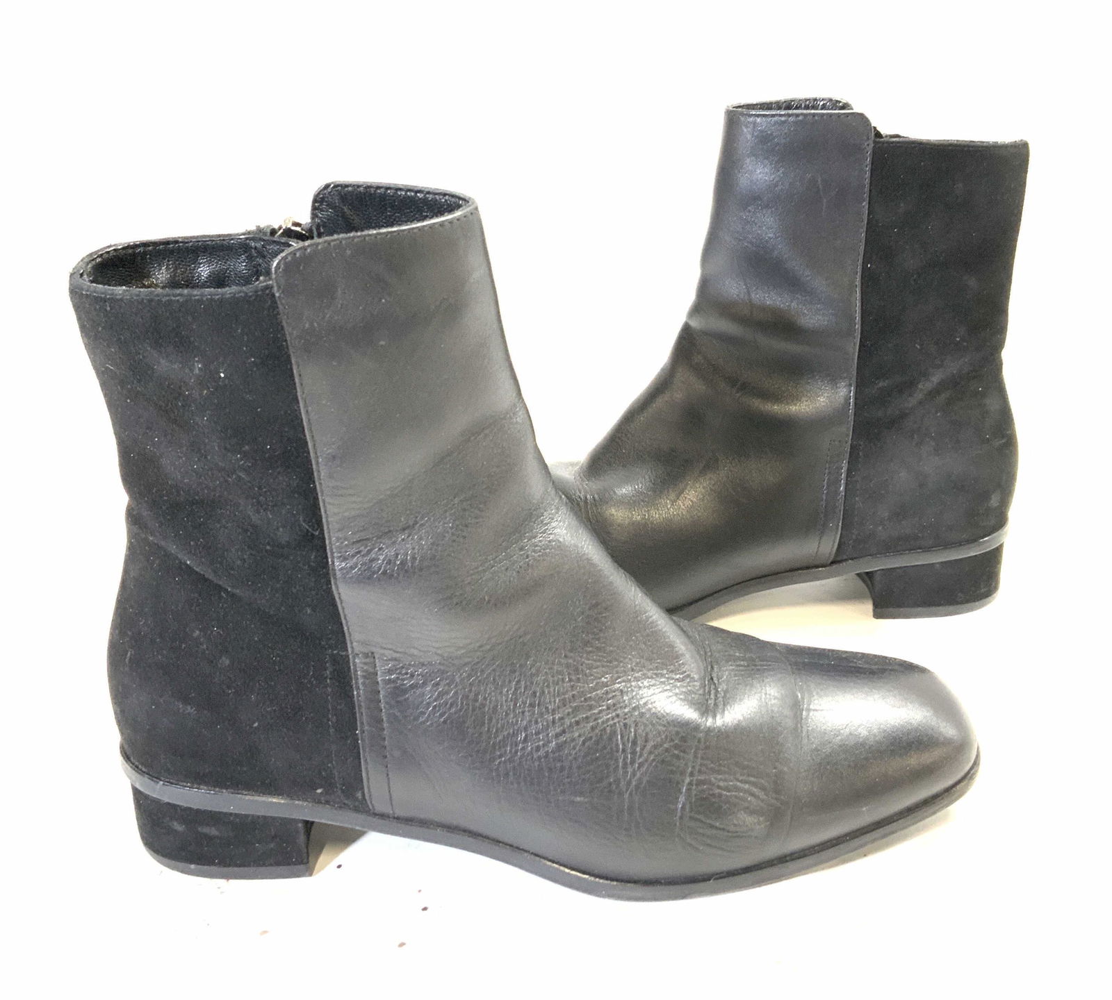 AQUATALIA Leather and Suede Black Side Zip Booties (1 of 4)