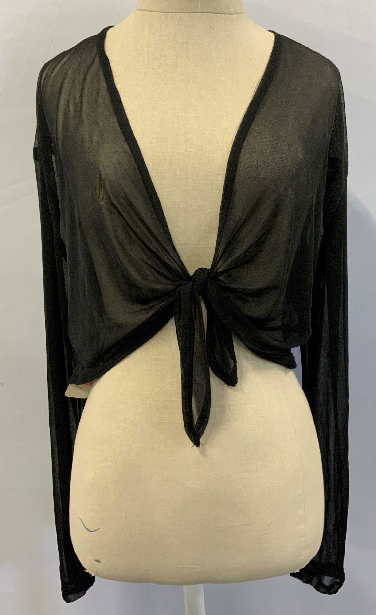 Vtg TOWER Sheer Long Sleeve Tie Front Crop Top NWT (1 of 4)