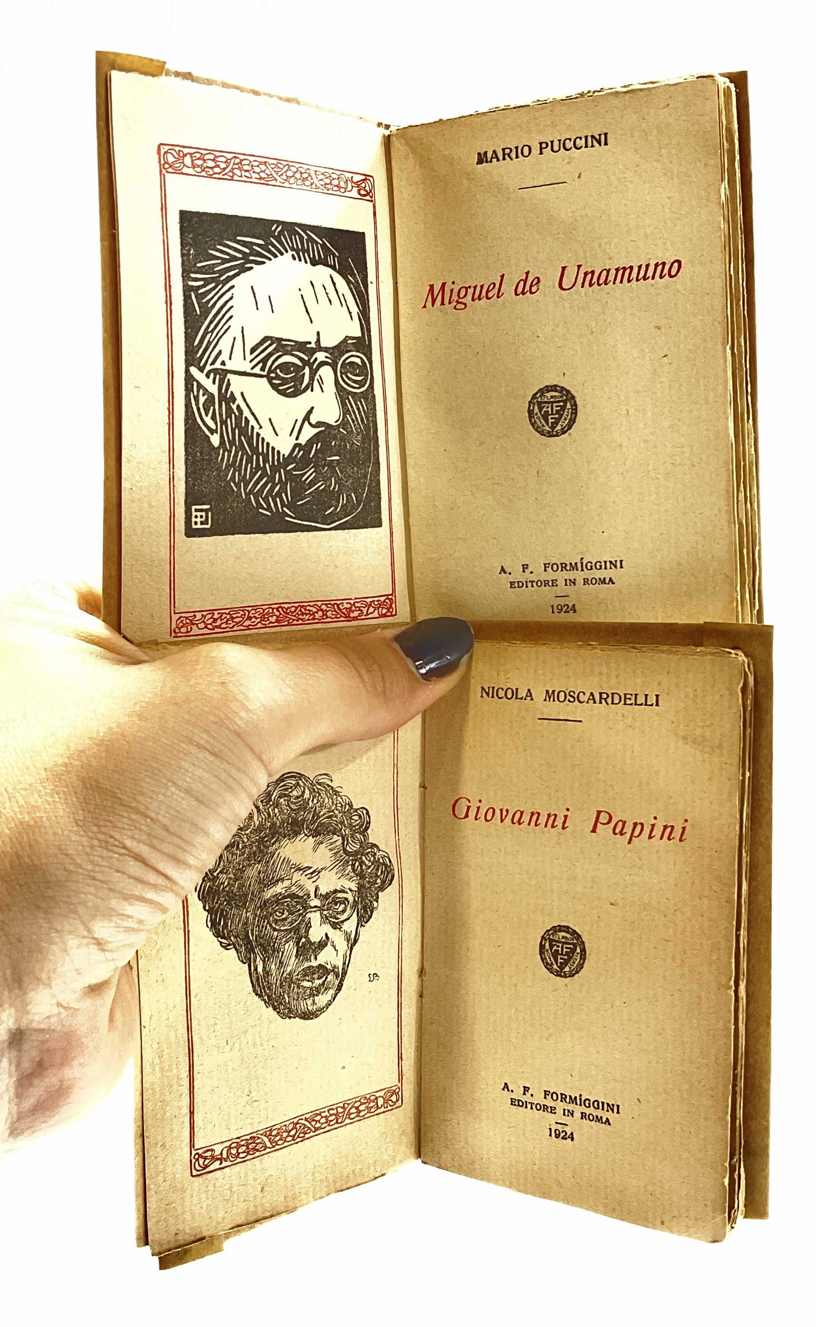 lot 2 Vntg Italian Miniature Books, Copr 1924 (1 of 6)