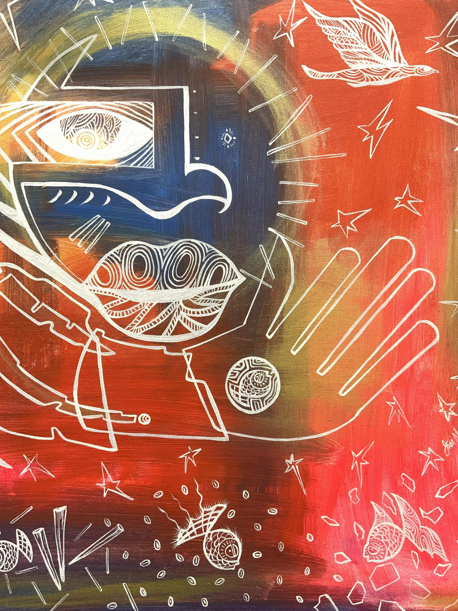 Signed Abstract Psychedelic Painting (1 of 5)