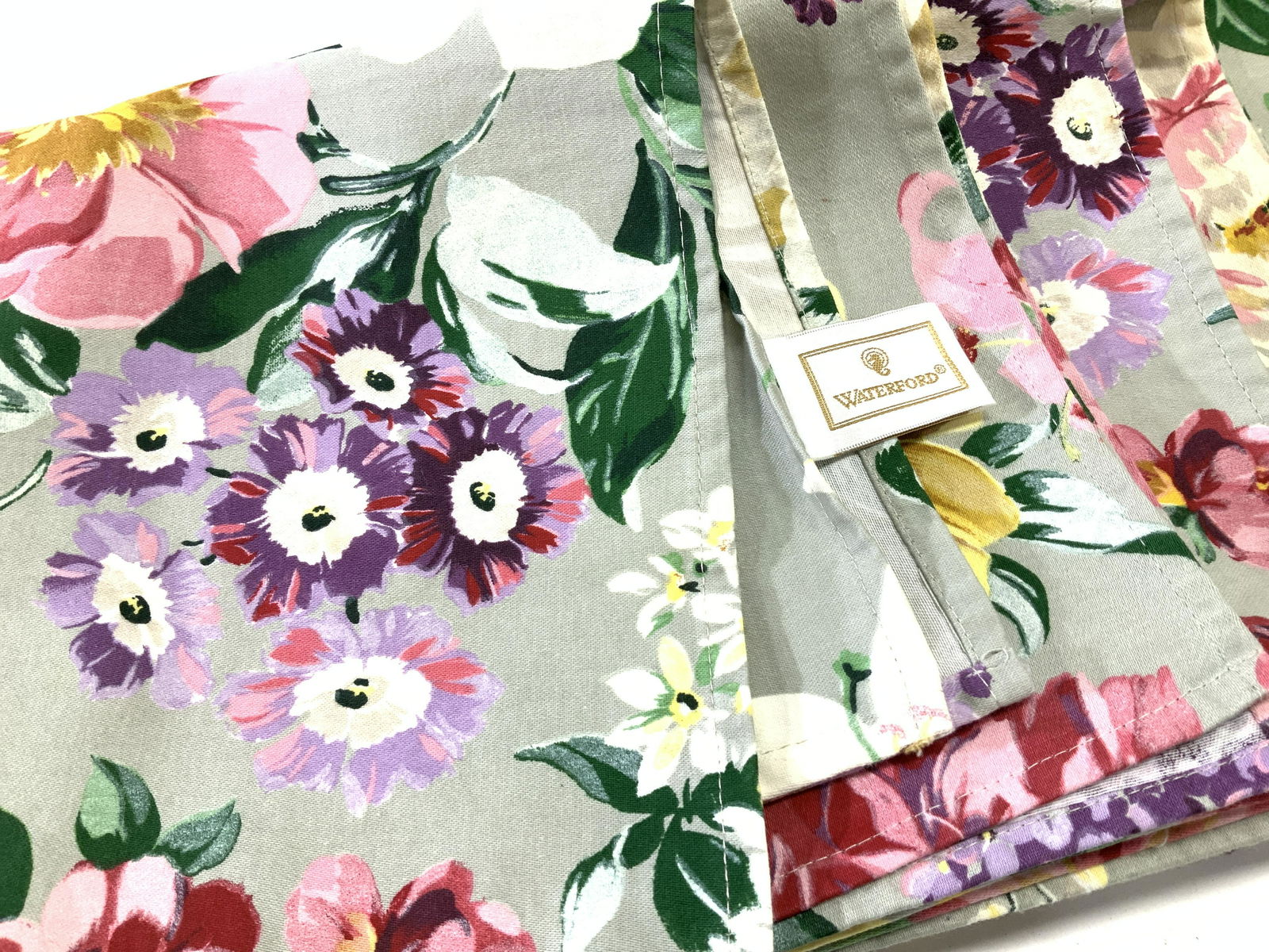 WATERFORD Floral Sateen Cotton Dinner Napkins, 8 (1 of 6)