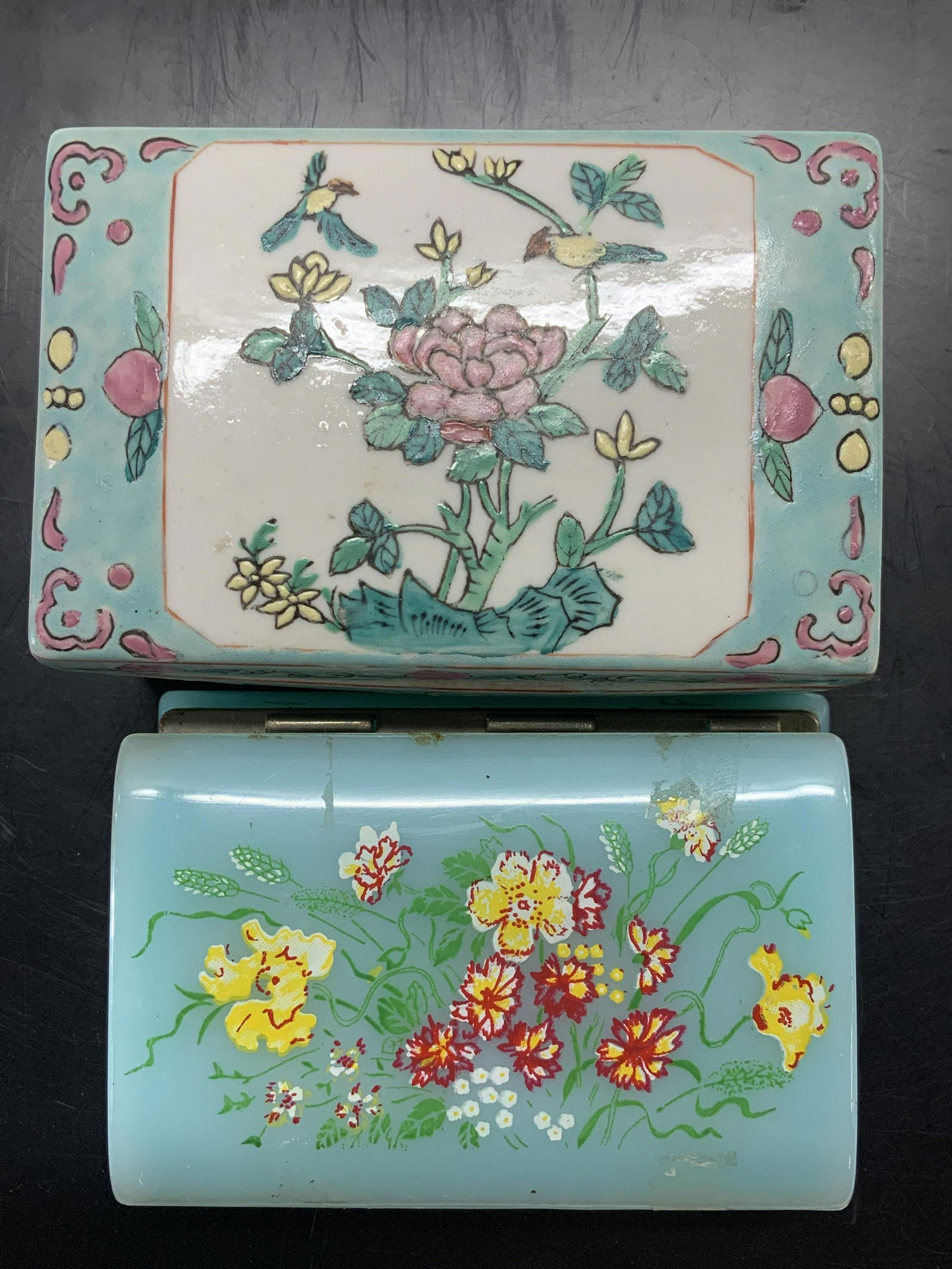 Lot 3 Trinket Boxes, Asian Porcelain, Retro (1 of 7)