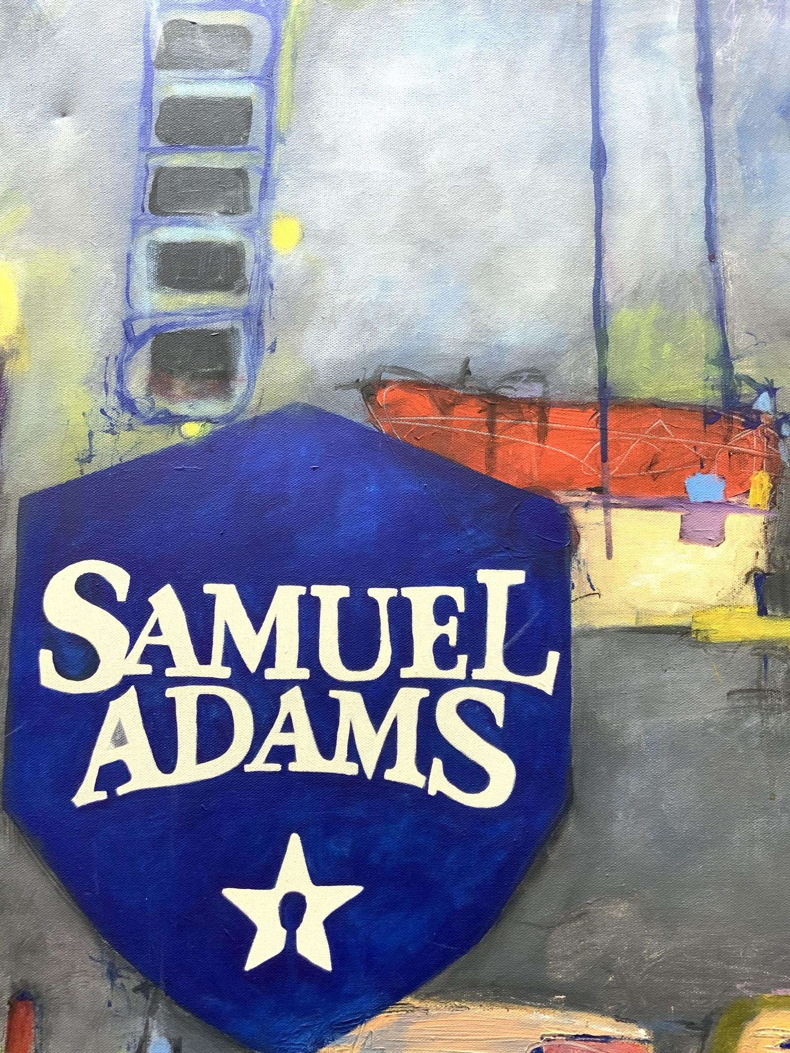Framed Abstract Samuel Adams Acrylic Painting (1 of 8)