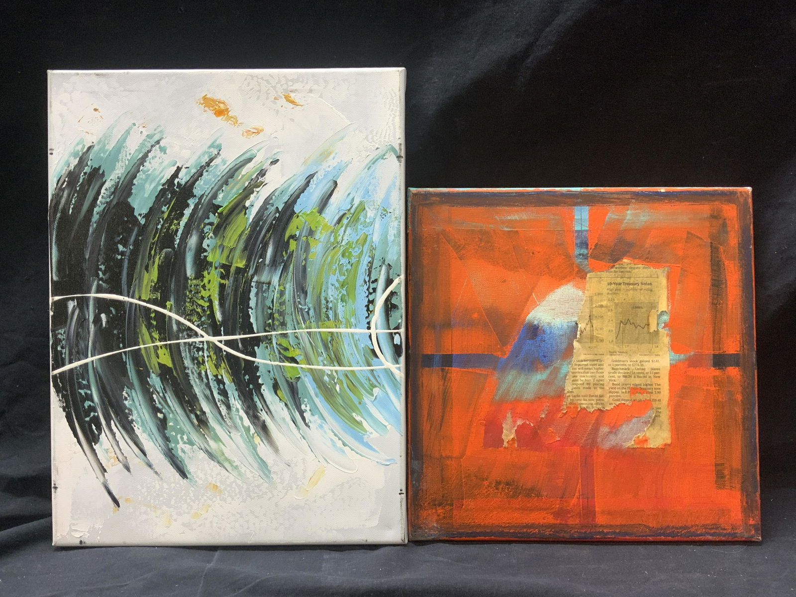 Pair Abstract Modern Paintings On Canvas (1 of 4)