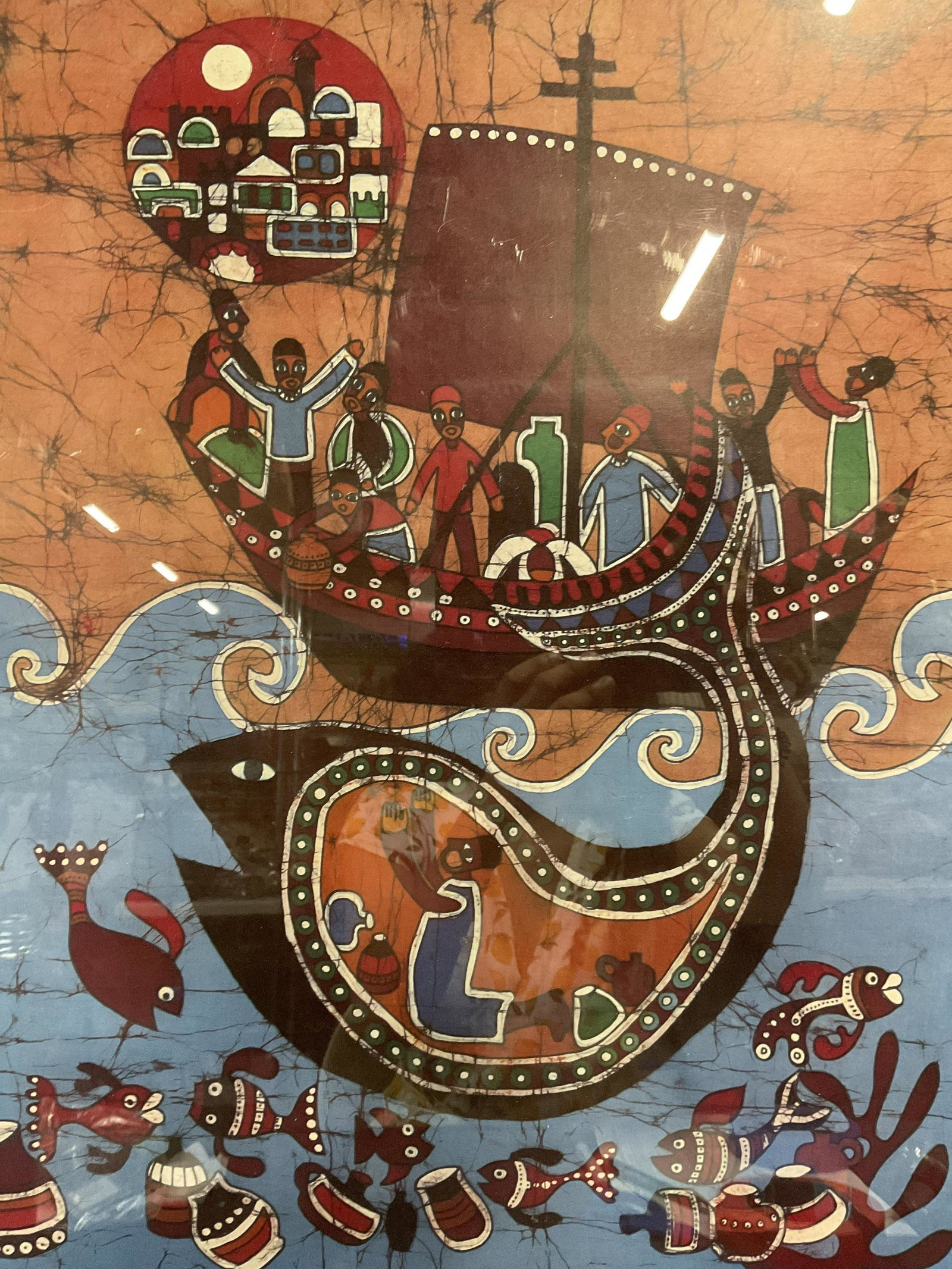 AMOS AMIT Signed AP Offset Lithograph: AMOS AMIT Signed AP Offset Lithograph, Jonah & the Whale, artist signature to lower left,inscriptions read ‘Jonah’ and ‘AP’, subject a man trapped inside a whale while men sail overhead, measu