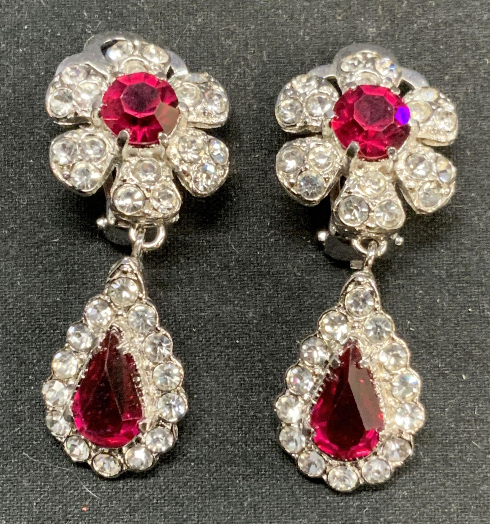 Crystal Flower Clip On Dangle Earrings, Jewelry (1 of 4)