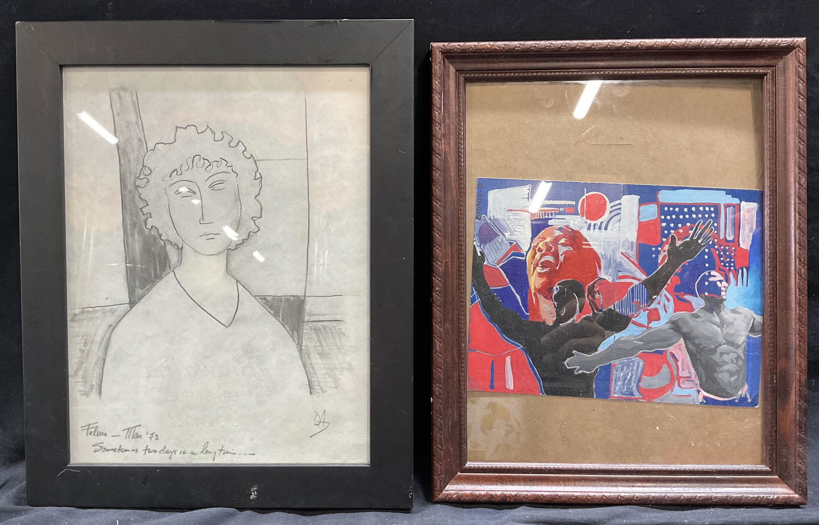 Lot 2 Signed Mixed Media & Graphite Drawings (1 of 5)