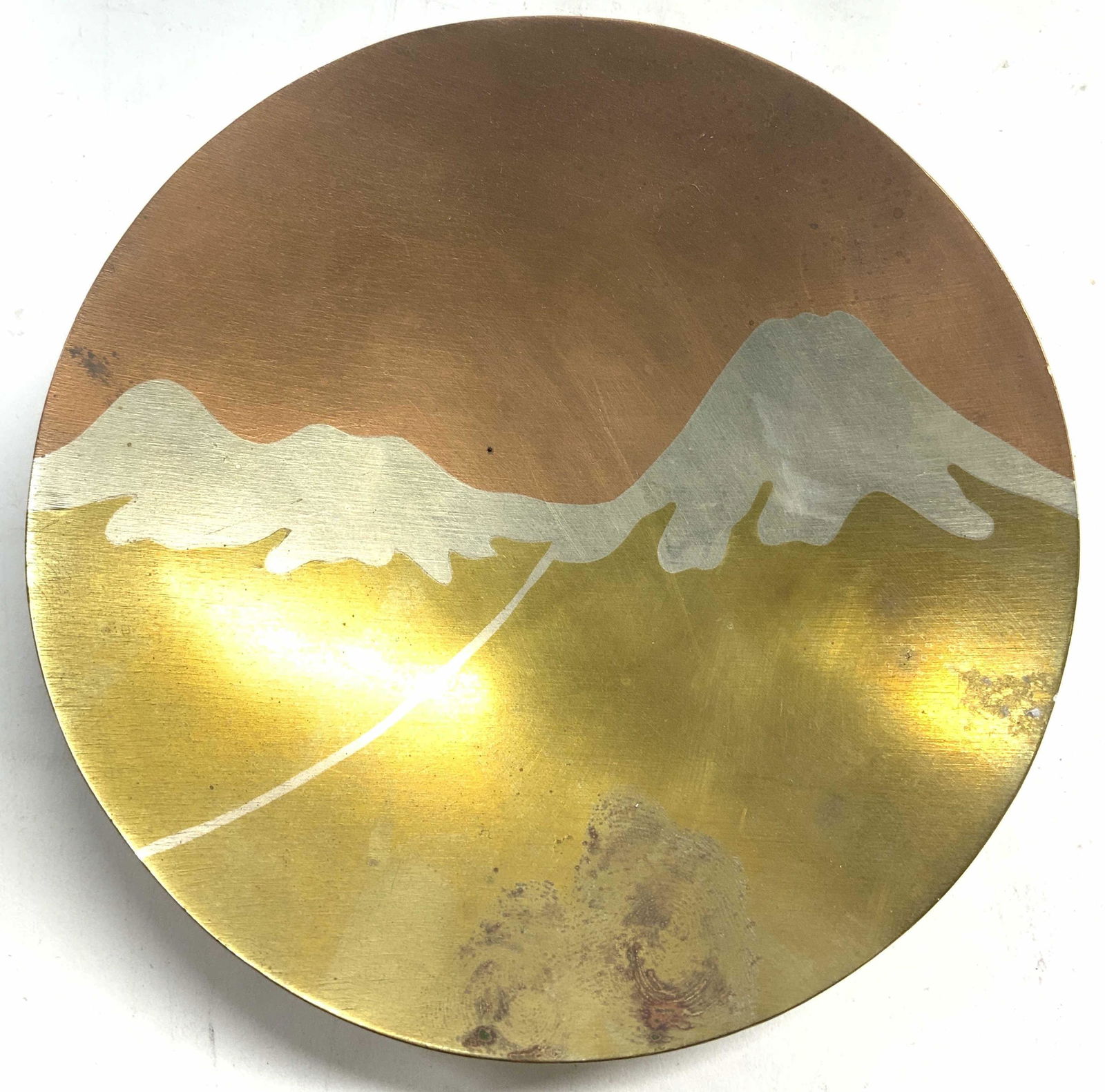 E CABELLO Footed Mixed Metals Dish W Mountain (1 of 5)