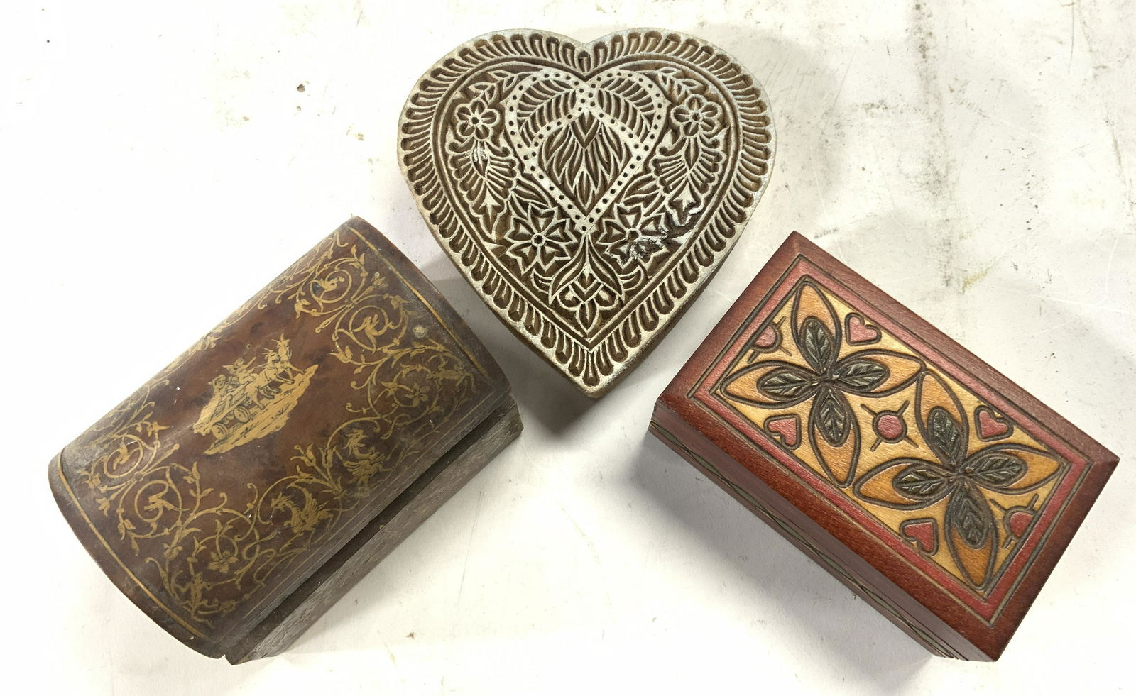 Lot 3 Wooden Trinket Boxes & More (1 of 7)