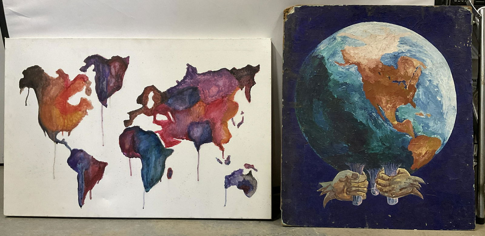 Lot 3 World Map & Globe Paintings (1 of 6)