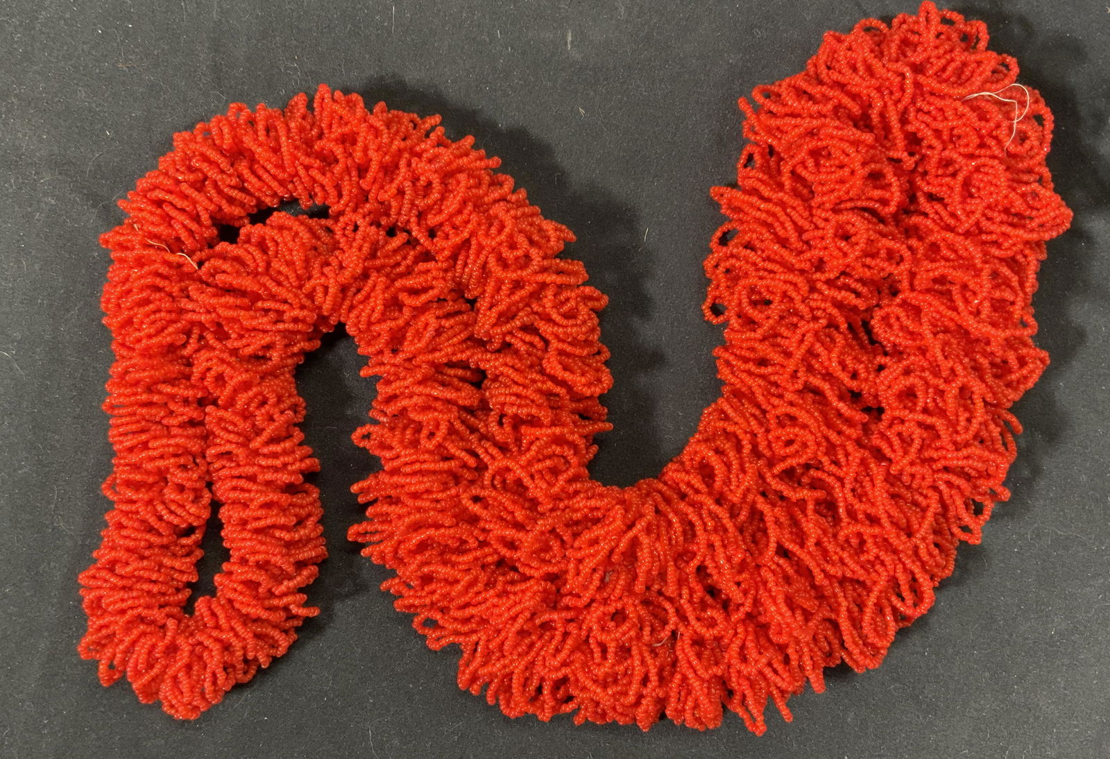 Vintage Chunky bright Red Seed Bead Necklace (1 of 4)