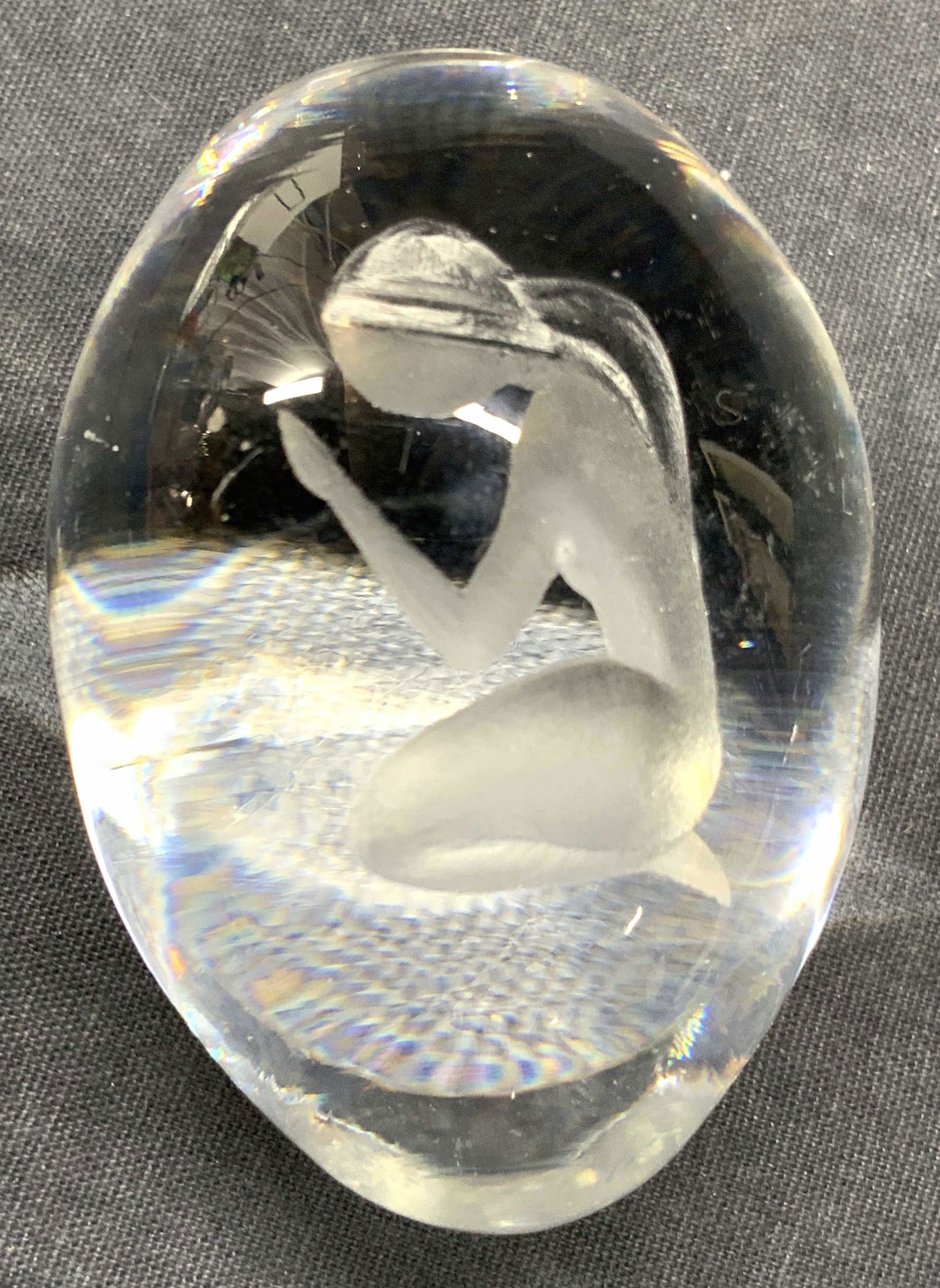 Vintage Clear Etched Figural Glass Egg (1 of 7)