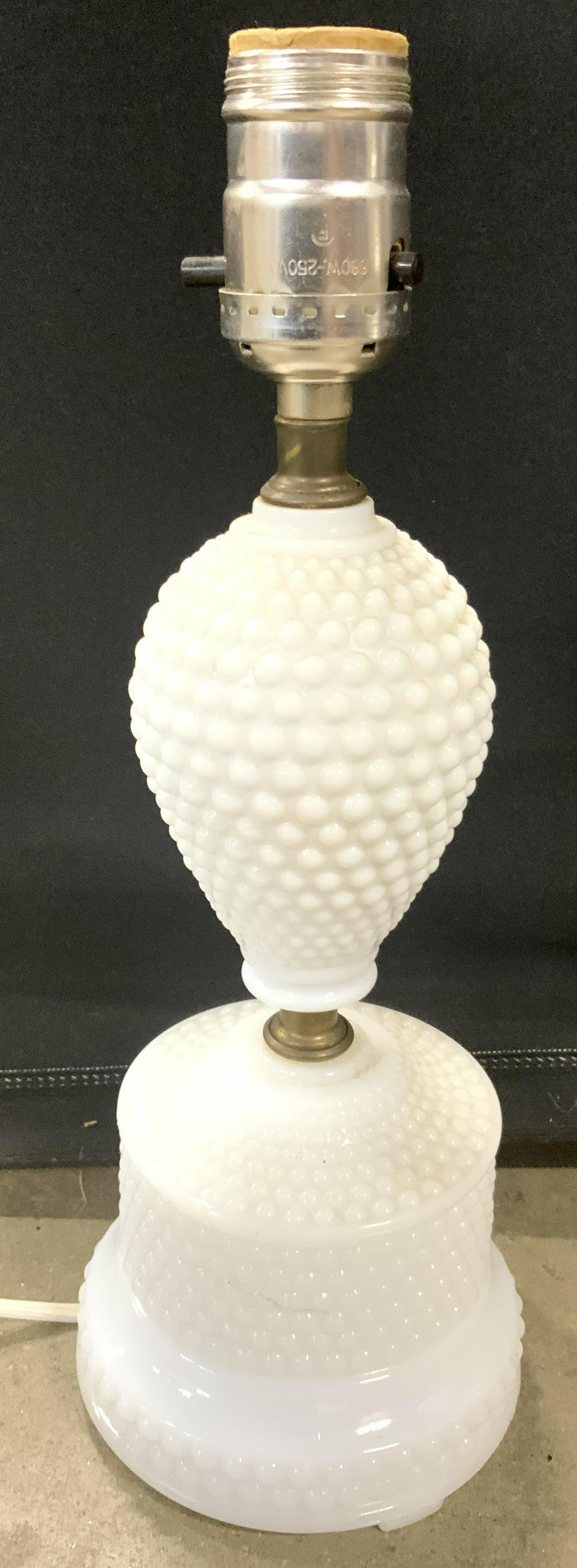 Vintage Beaded Milk Glass Lamp (1 of 5)
