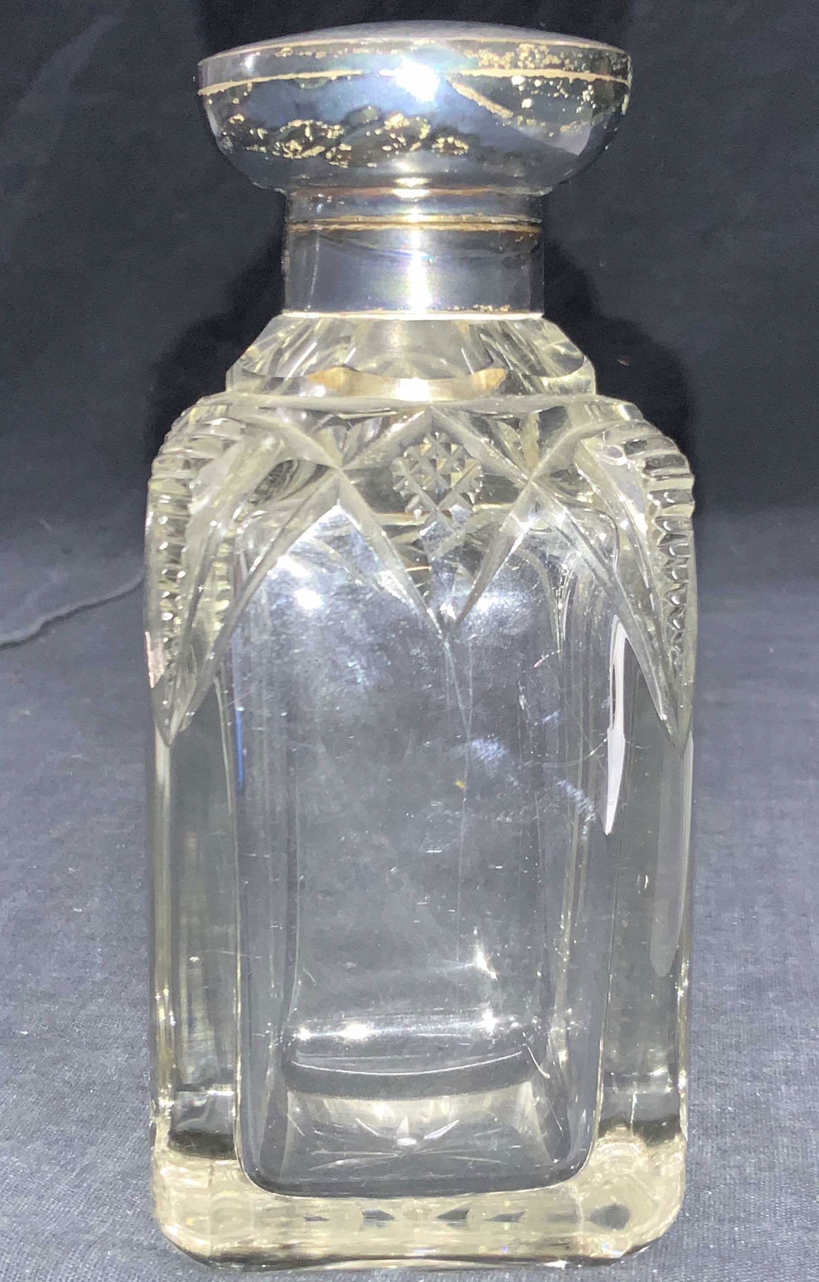 Vintage Hand Cur Glass Bottle  W Sterling lid (1 of 8)