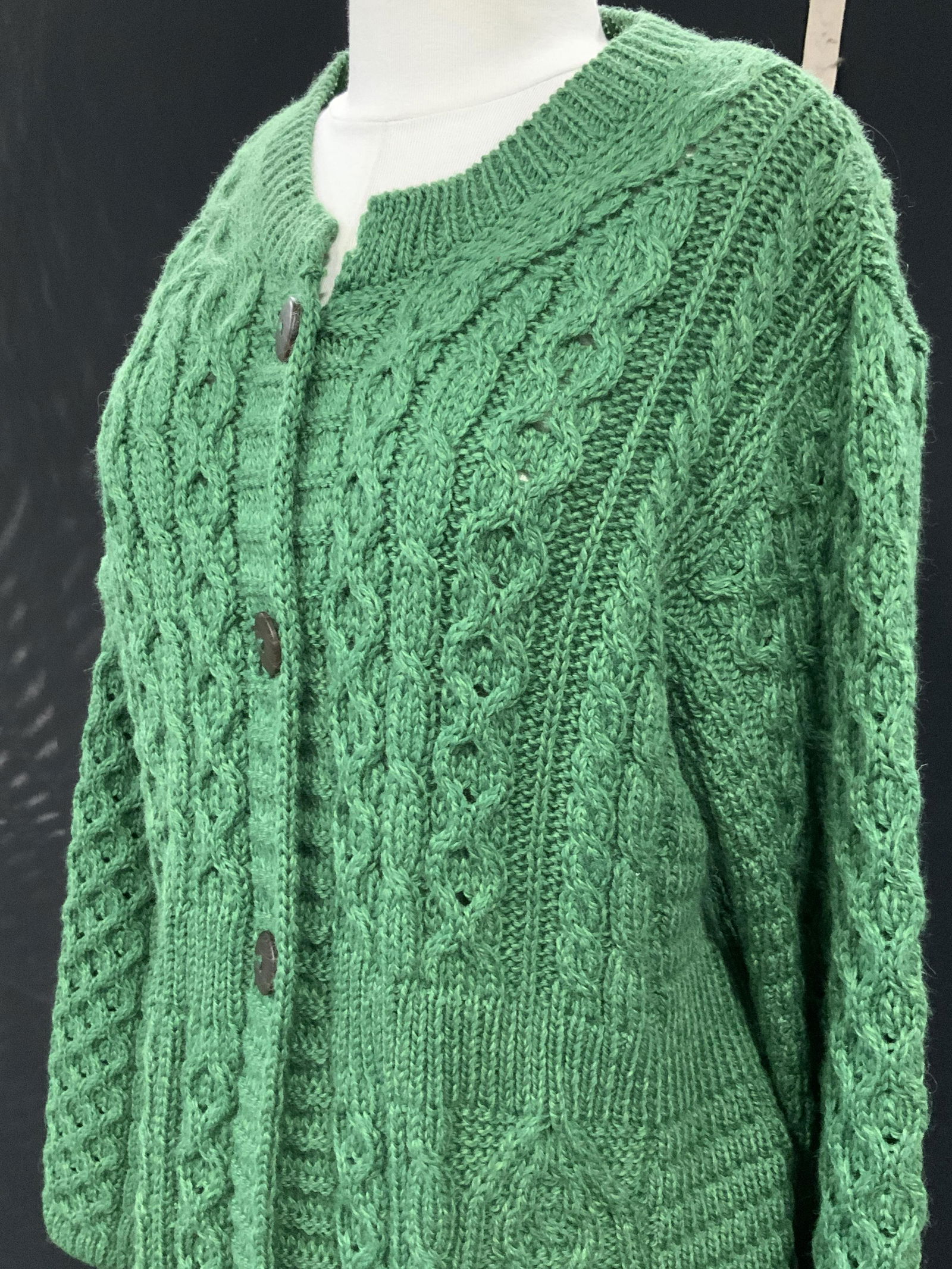 Carraigdonn Green Merino Wool Cardigan, Ireland (1 of 6)