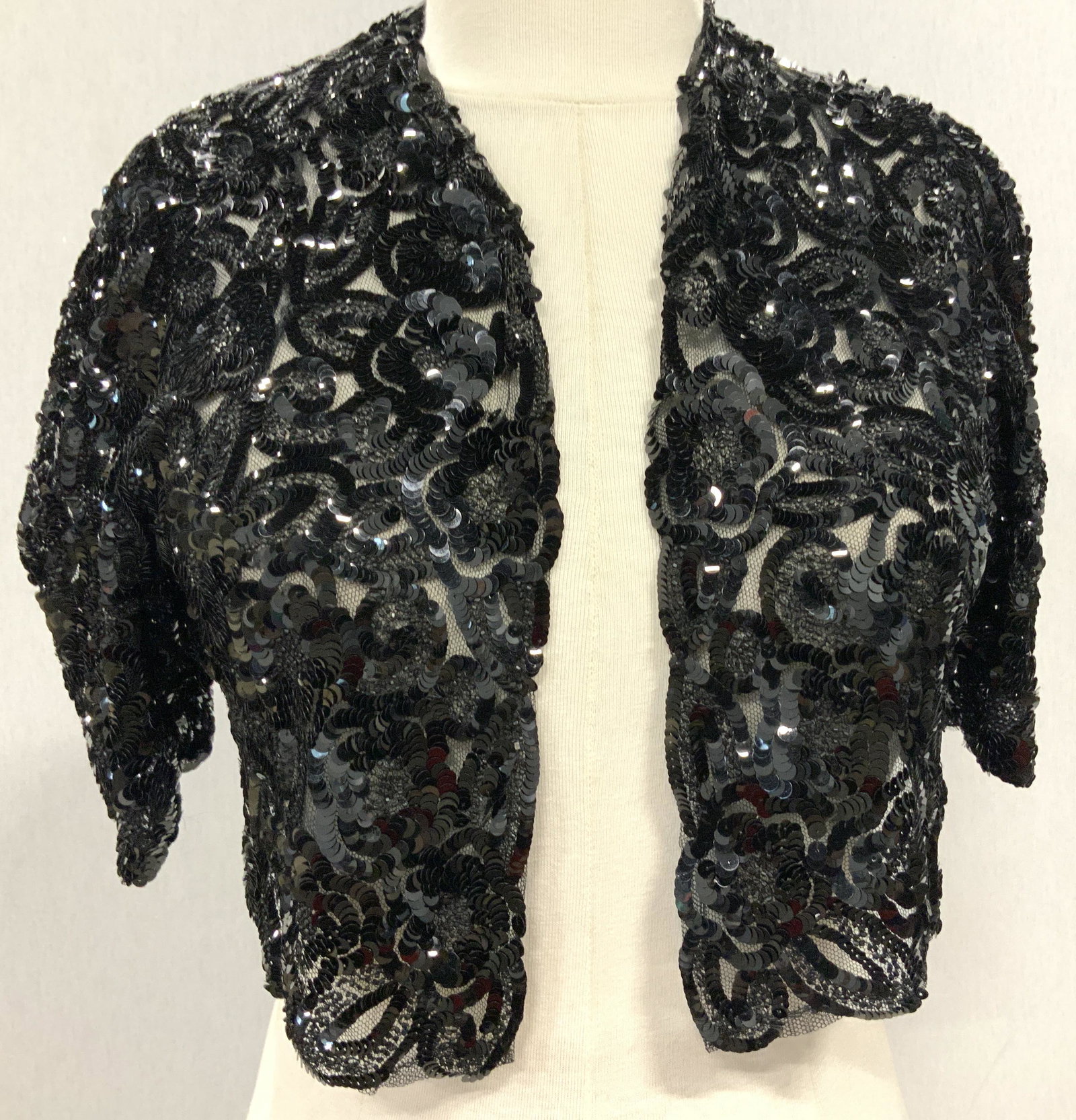 Unlabeled Black Sequin Crop Evening Jacket (1 of 4)