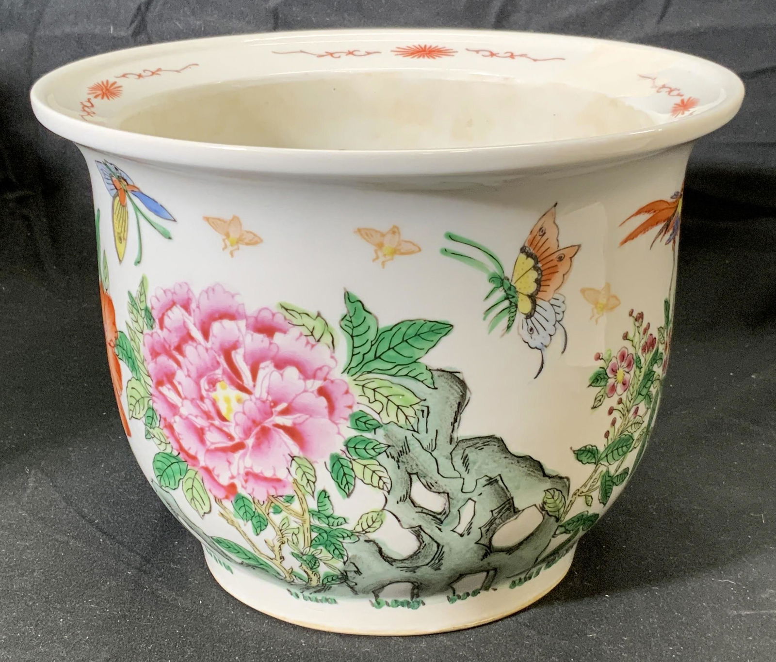 Vintage Asian Floral & Butterfly Planter (1 of 4)